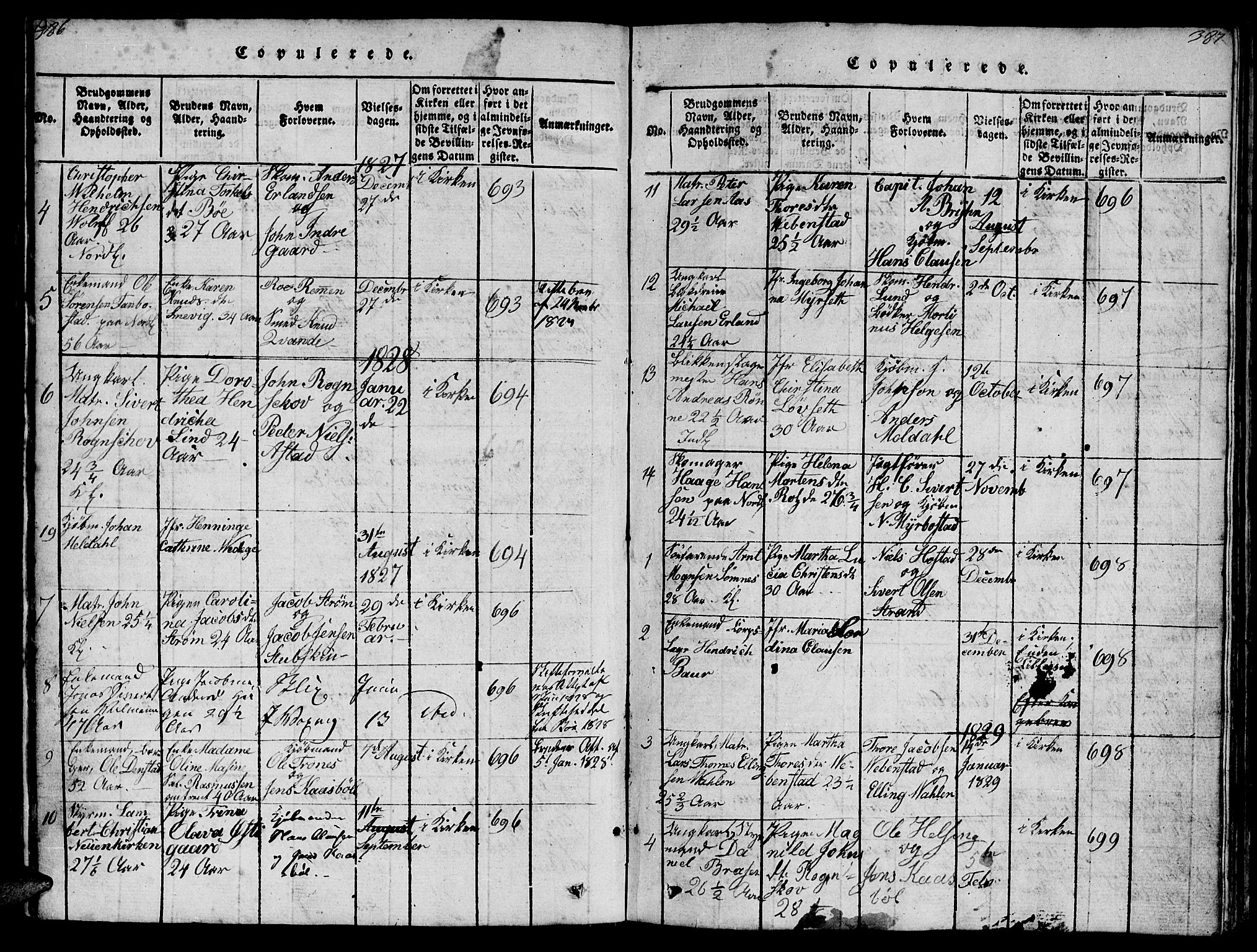 Ministerialprotokoller, klokkerbøker og fødselsregistre - Møre og Romsdal, AV/SAT-A-1454/572/L0856: Klokkerbok nr. 572C01, 1819-1832, s. 386-387