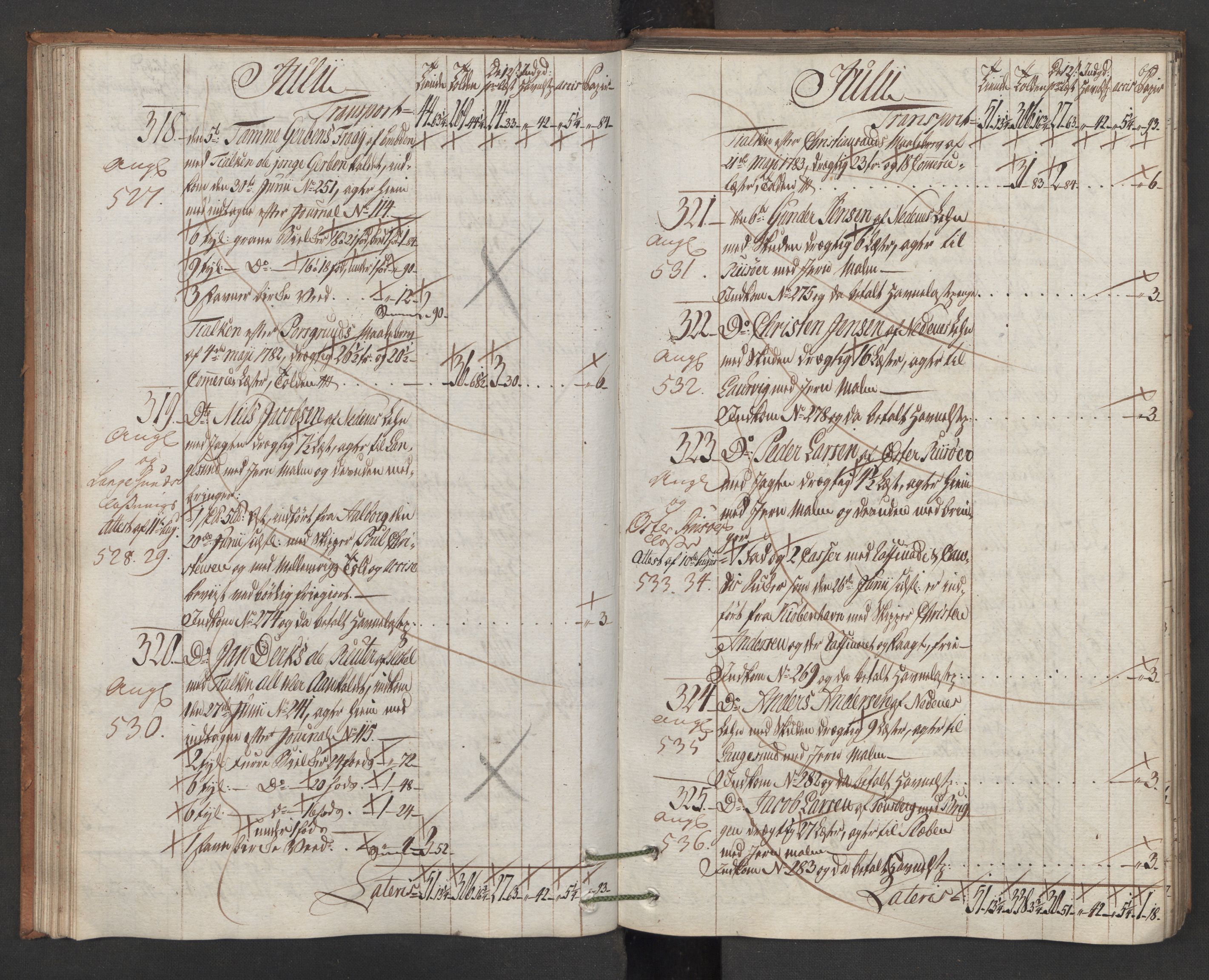 Generaltollkammeret, tollregnskaper, AV/RA-EA-5490/R15/L0105/0002: Tollregnskaper Arendal / Utgående hovedtollbok, 1786, s. 64b-65a