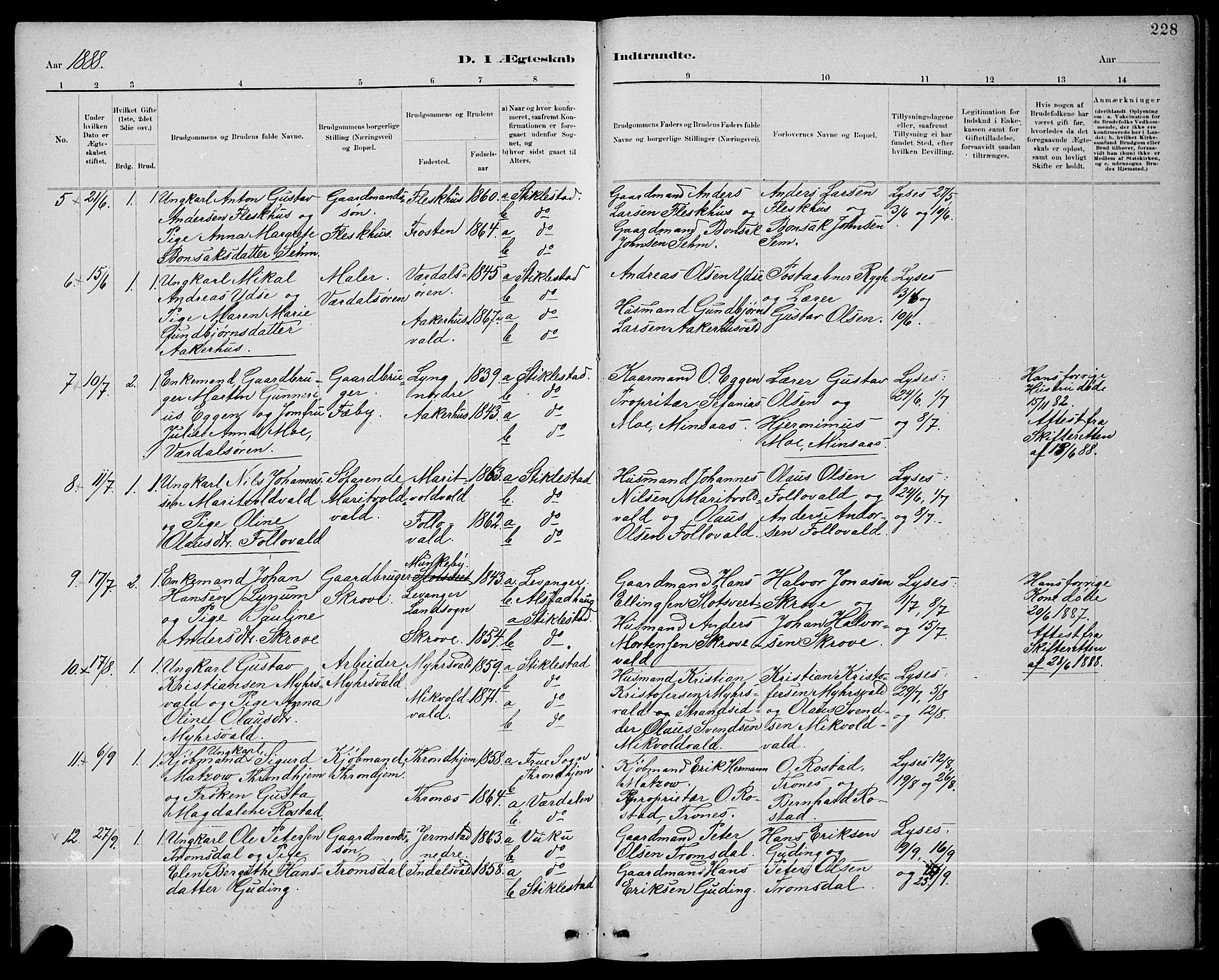 Ministerialprotokoller, klokkerbøker og fødselsregistre - Nord-Trøndelag, AV/SAT-A-1458/723/L0256: Klokkerbok nr. 723C04, 1879-1890, s. 228