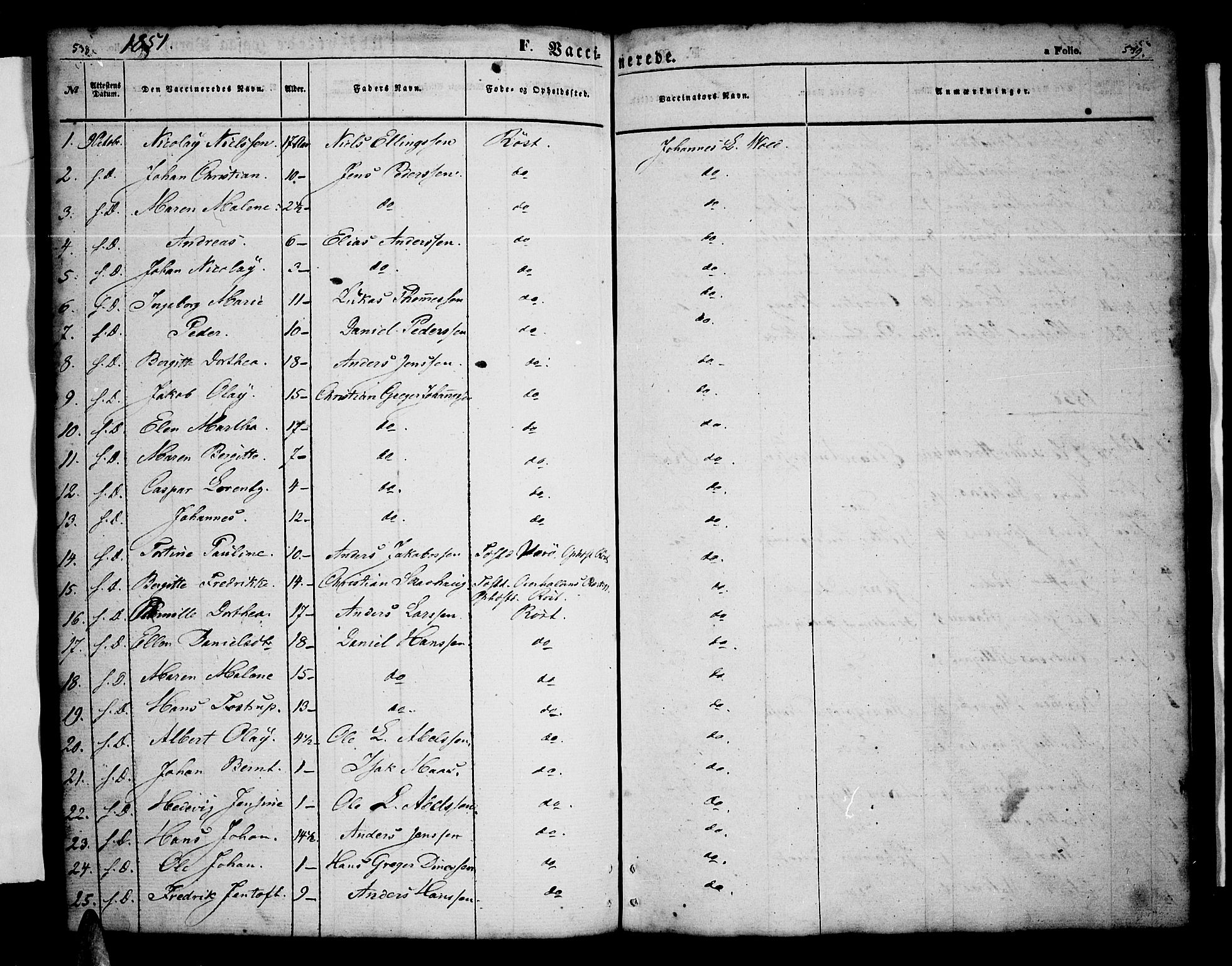 Ministerialprotokoller, klokkerbøker og fødselsregistre - Nordland, SAT/A-1459/808/L0130: Klokkerbok nr. 808C01, 1851-1878, s. 538-539