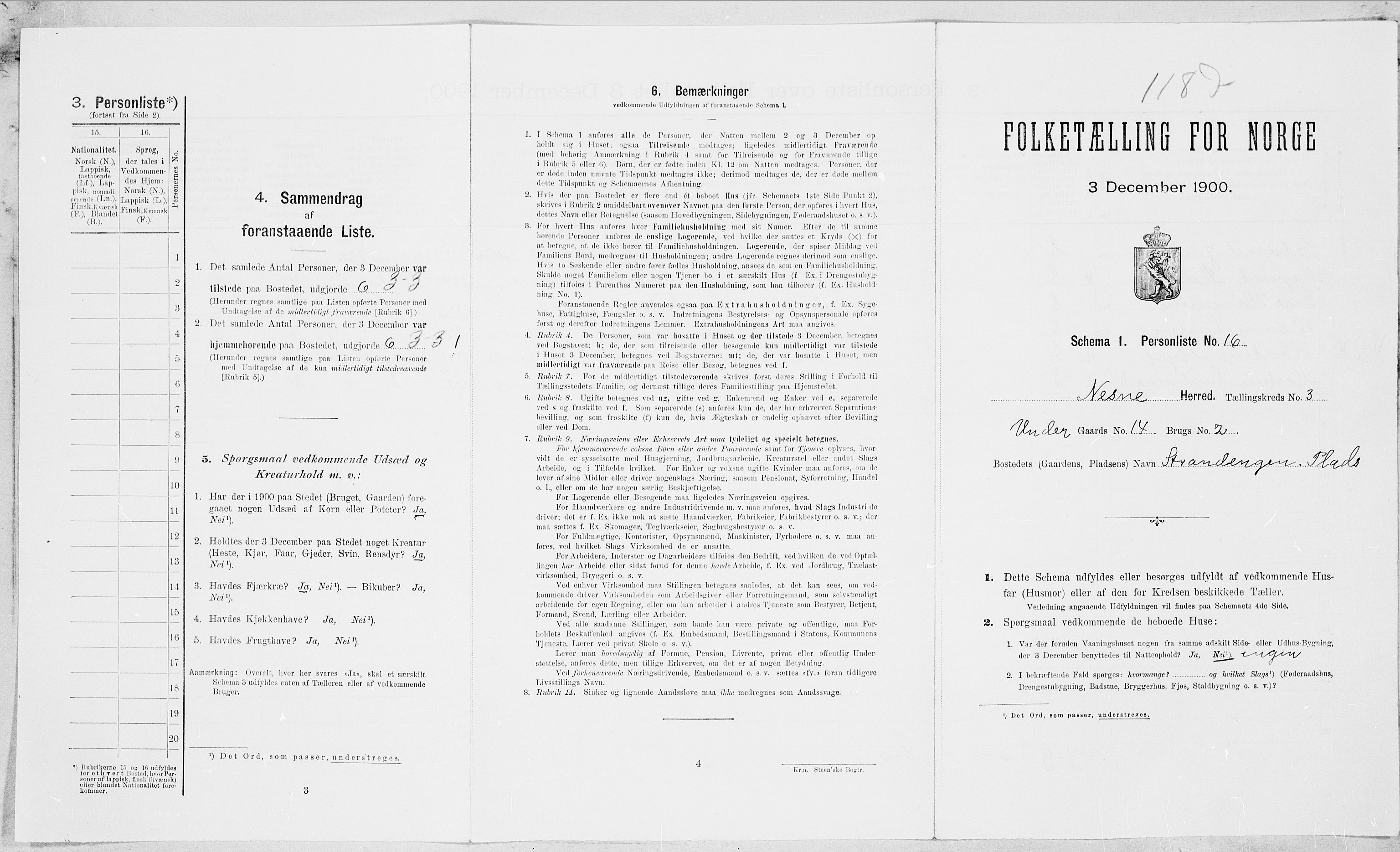 SAT, Folketelling 1900 for 1828 Nesna herred, 1900, s. 202