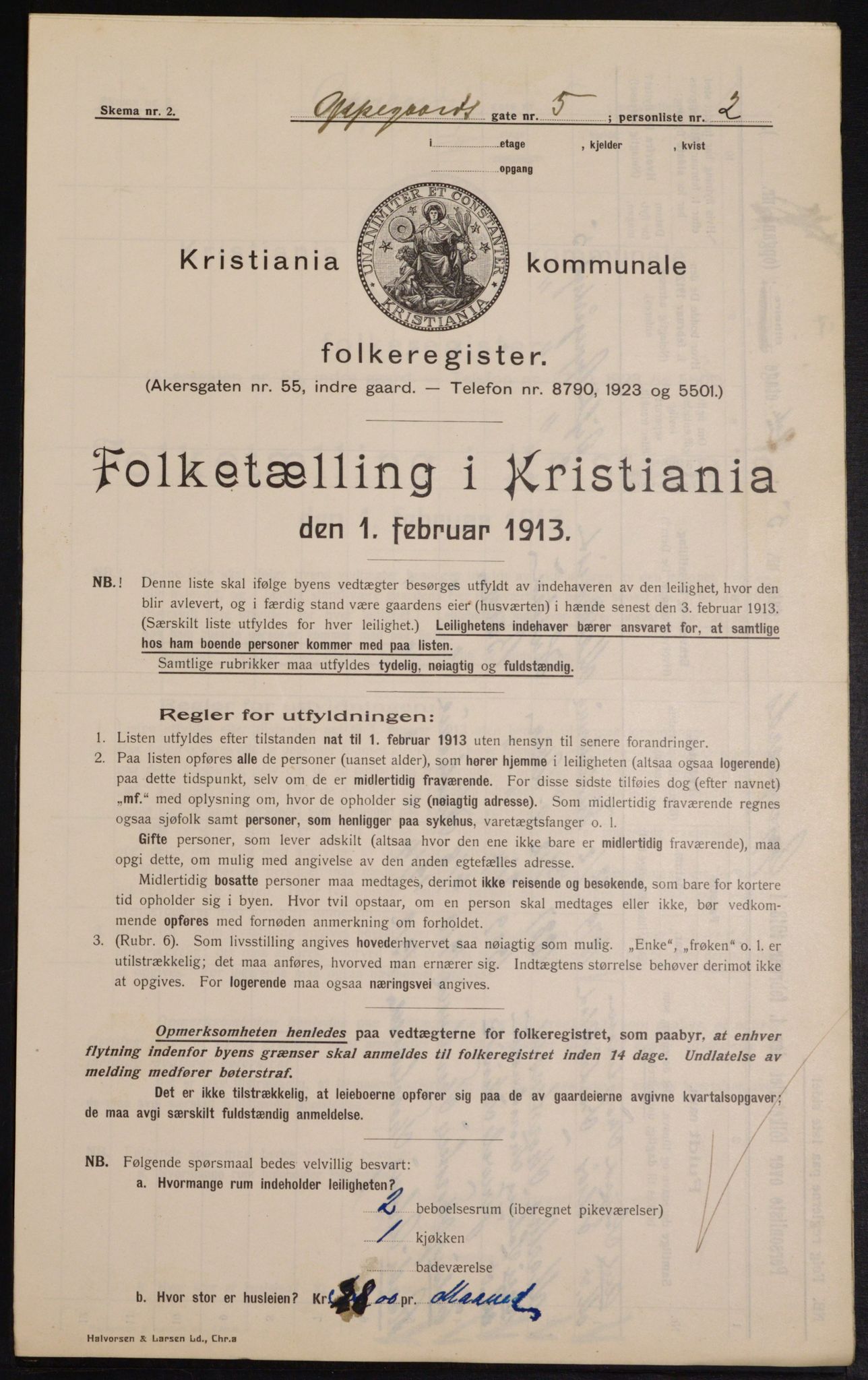 OBA, Kommunal folketelling 1.2.1913 for Kristiania, 1913, s. 75856