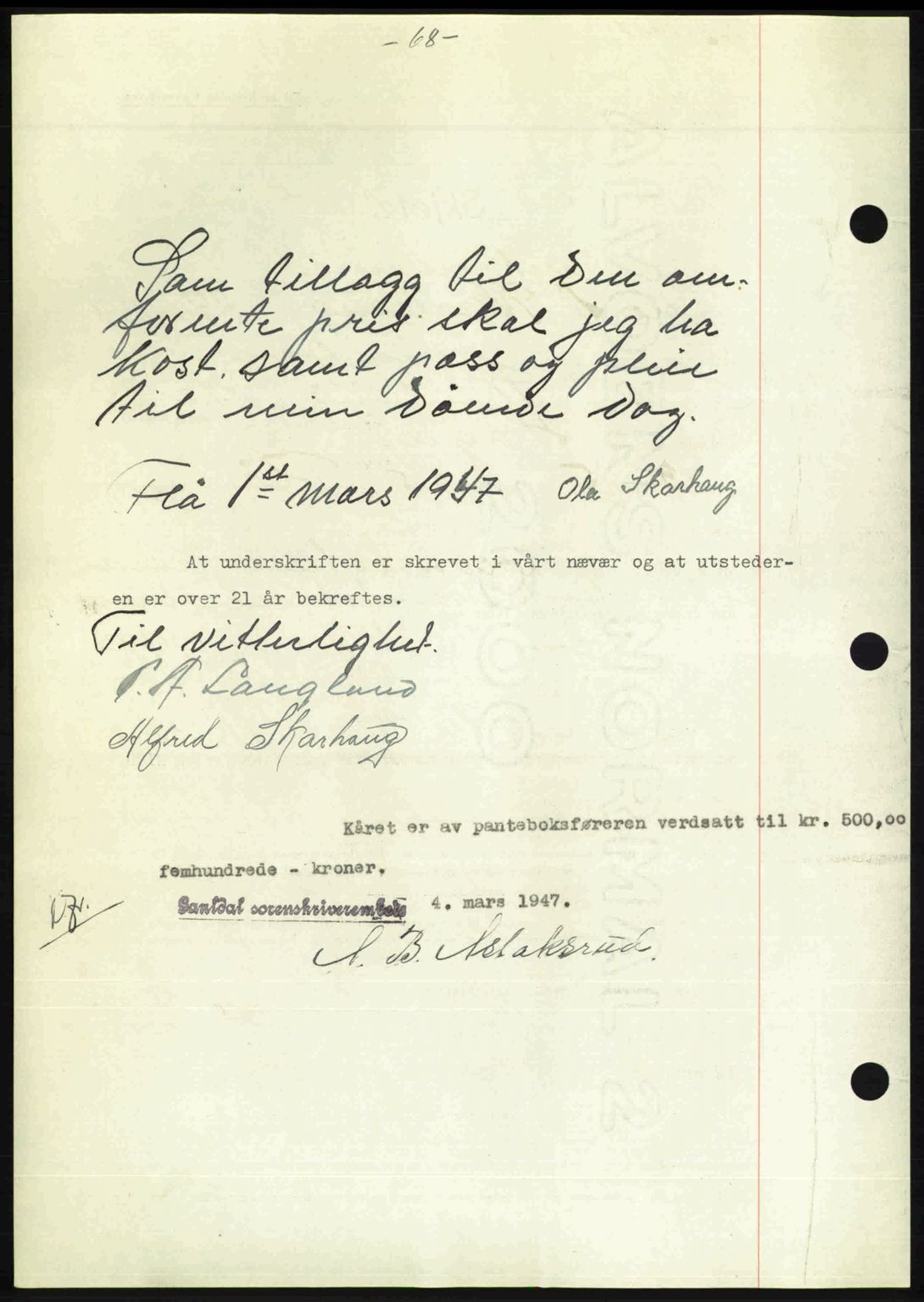 Gauldal sorenskriveri, SAT/A-0014/1/2/2C: Pantebok nr. A3, 1947-1947, Dagboknr: 243/1947