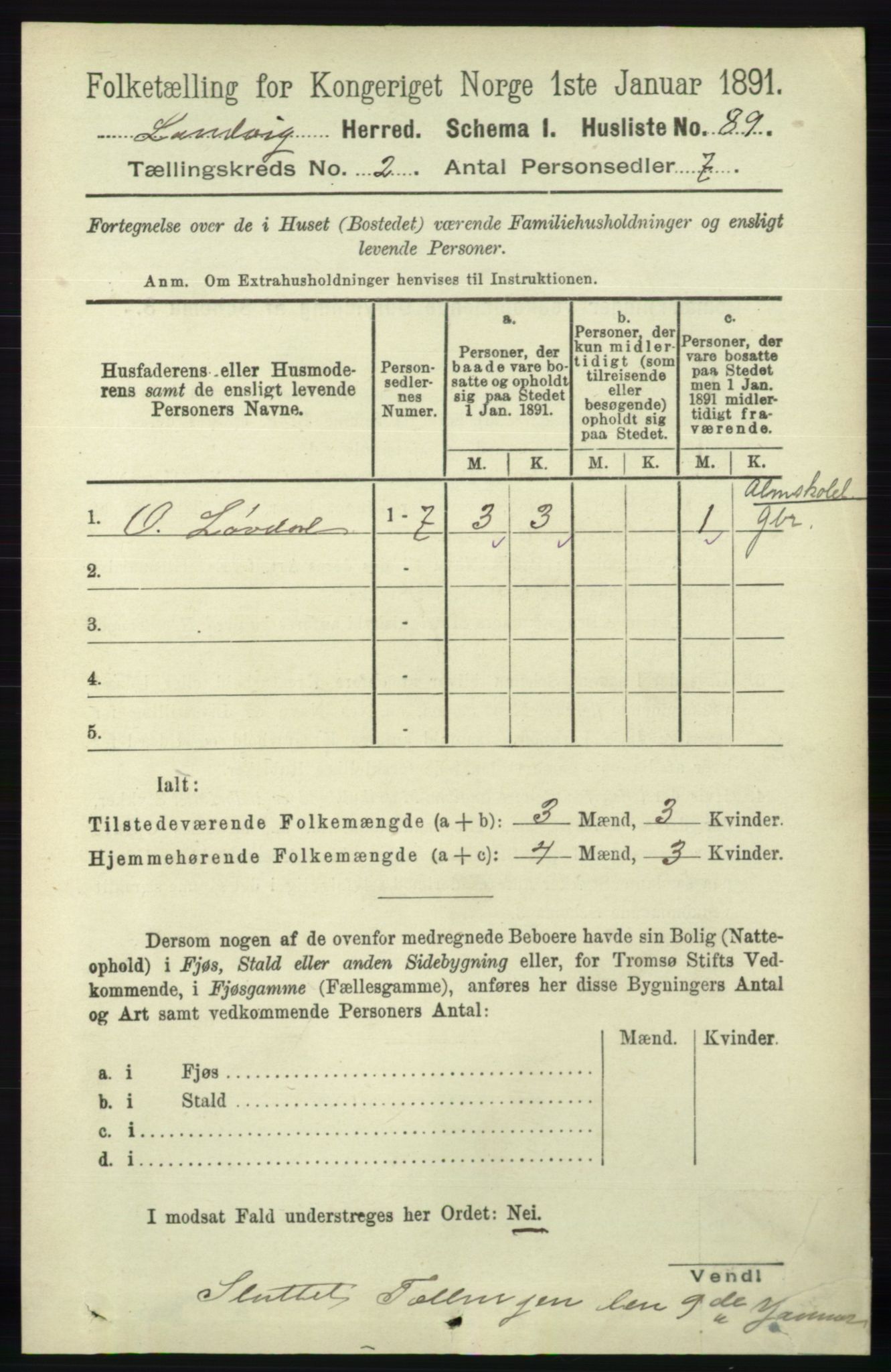 RA, Folketelling 1891 for 0924 Landvik herred, 1891, s. 332