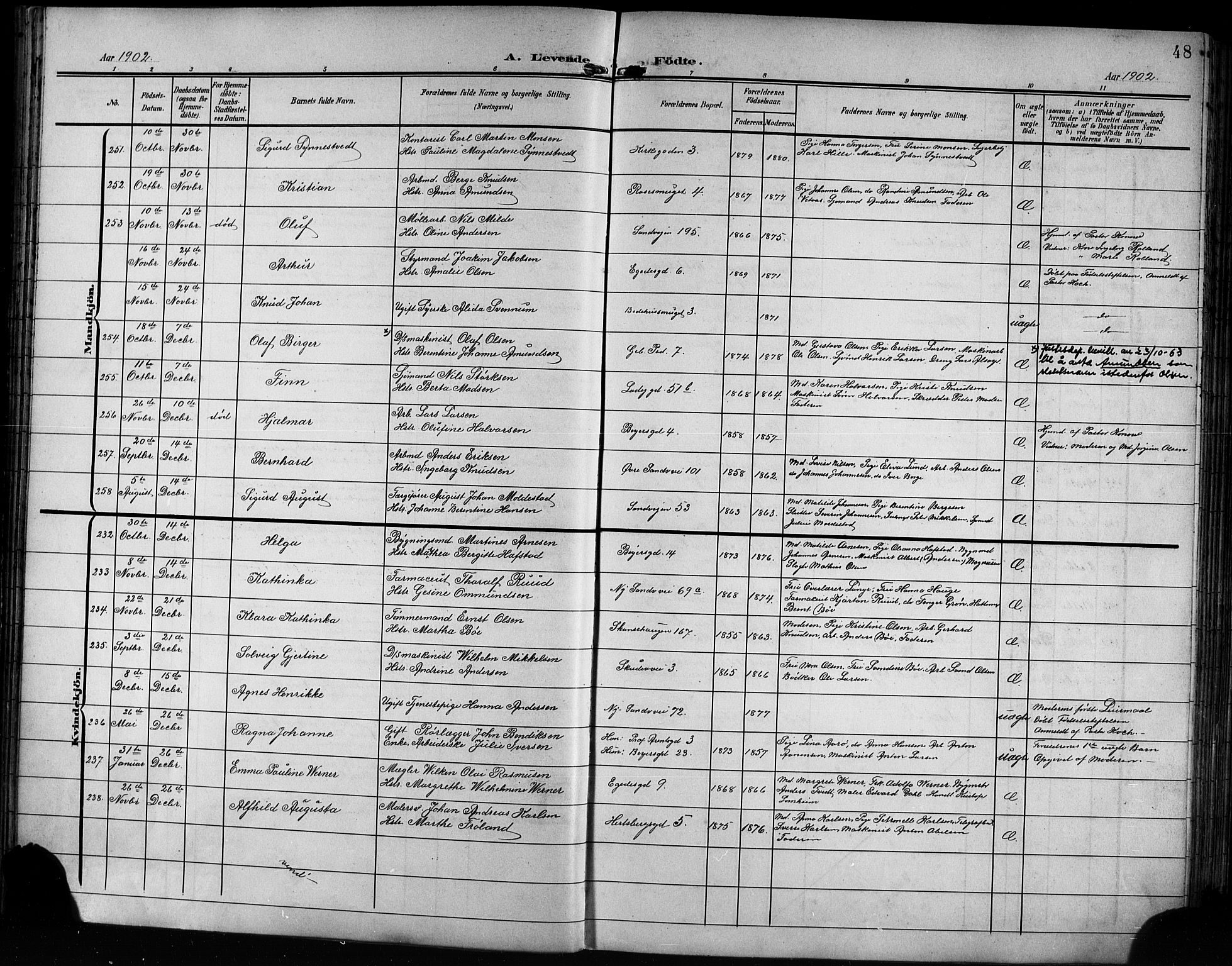 Sandviken Sokneprestembete, AV/SAB-A-77601/H/Hb/L0004: Klokkerbok nr. B 1, 1901-1914, s. 48