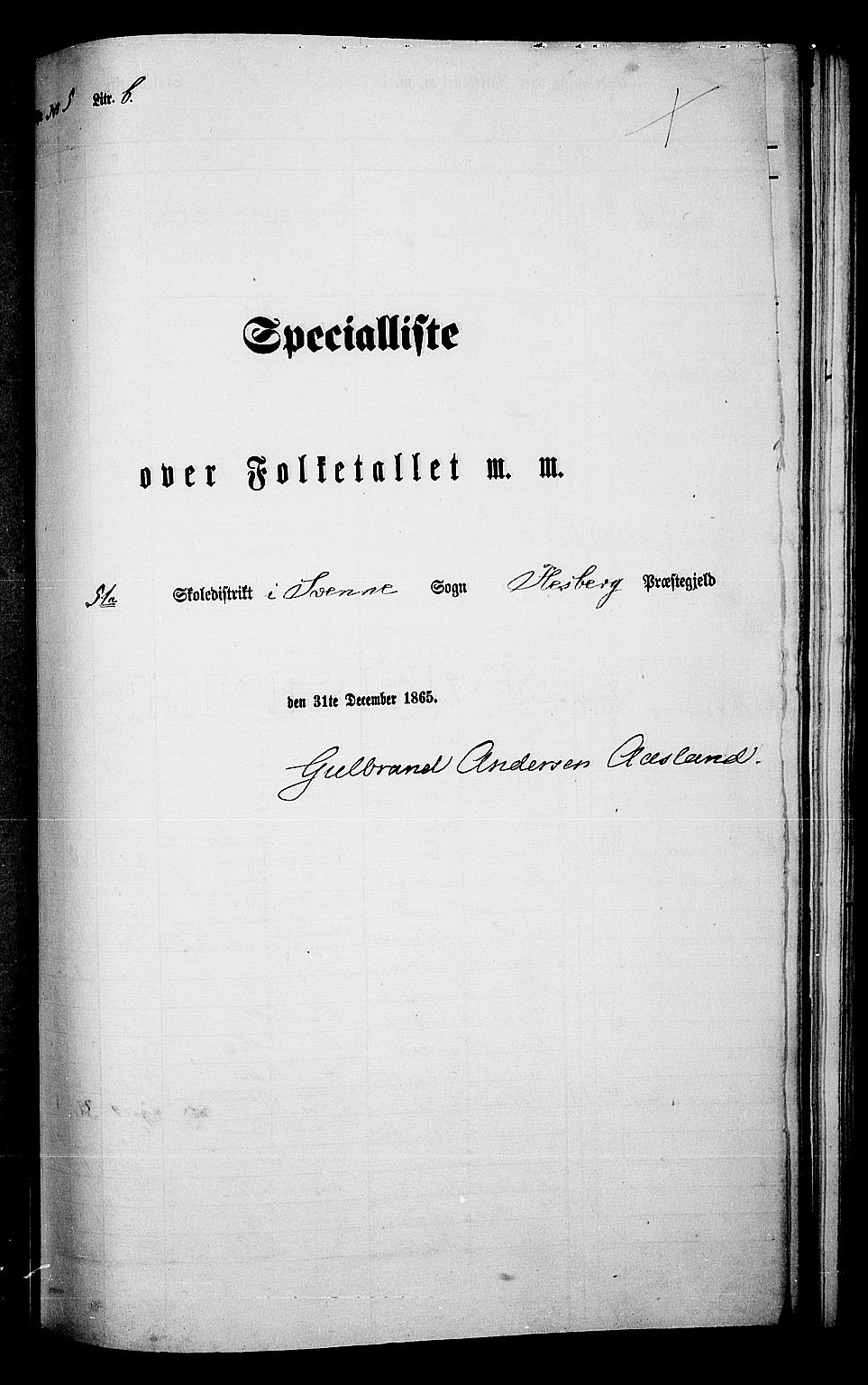 RA, Folketelling 1865 for 0631P Flesberg prestegjeld, 1865, s. 103
