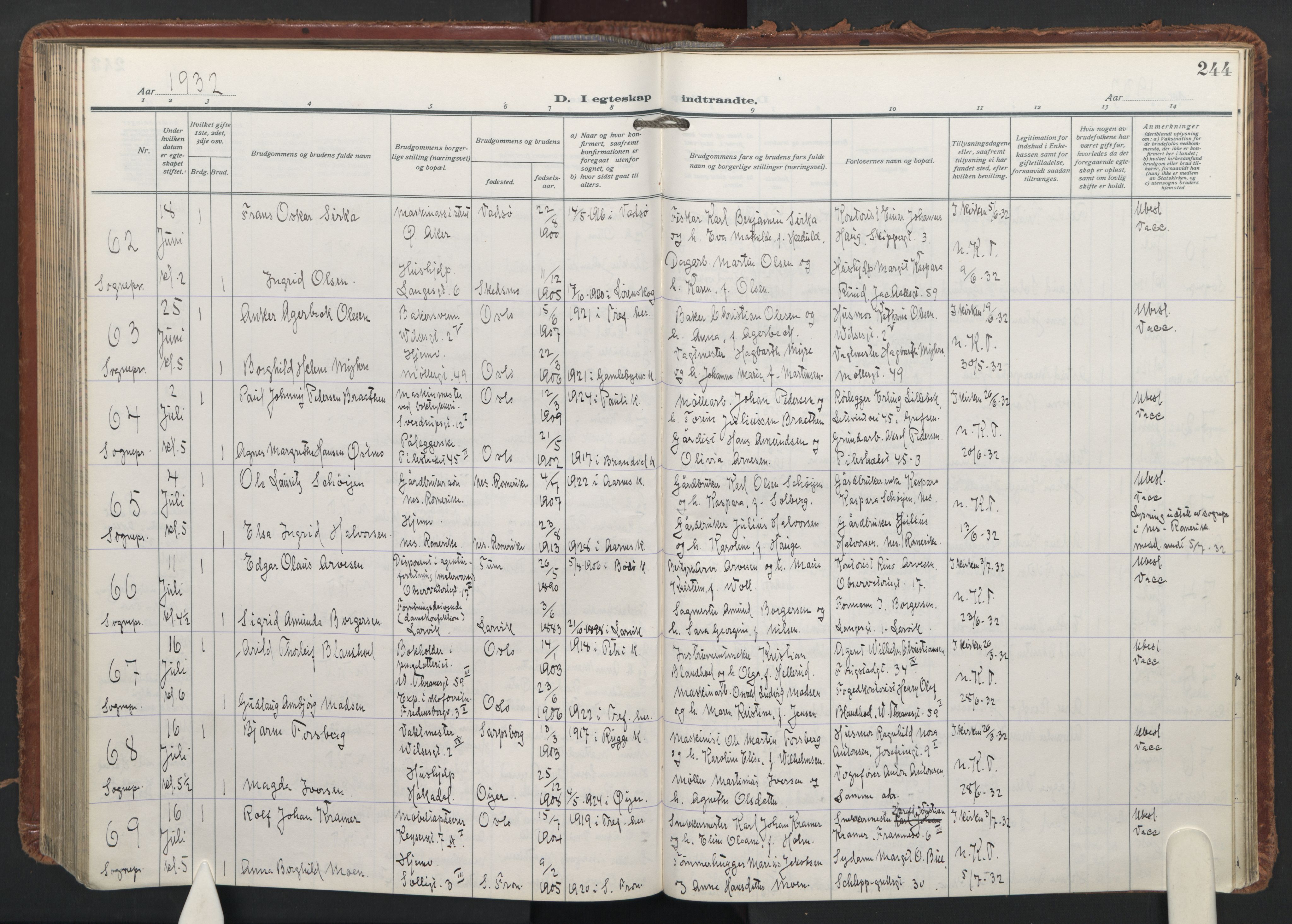 Trefoldighet prestekontor Kirkebøker, SAO/A-10882/F/Fc/L0009: Ministerialbok nr. III 9, 1922-1936, s. 244