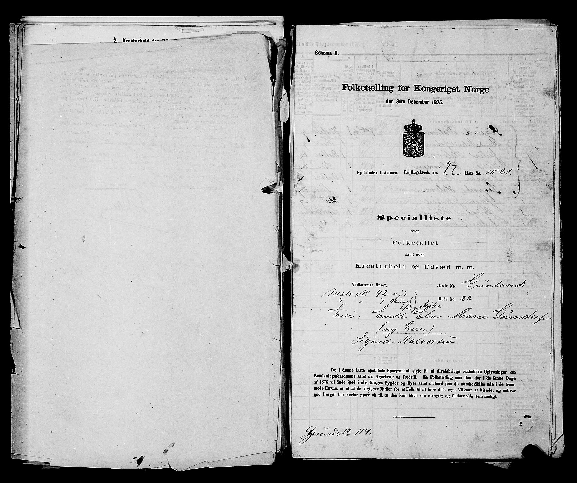 SAKO, Folketelling 1875 for 0602 Drammen kjøpstad, 1875, s. 2165