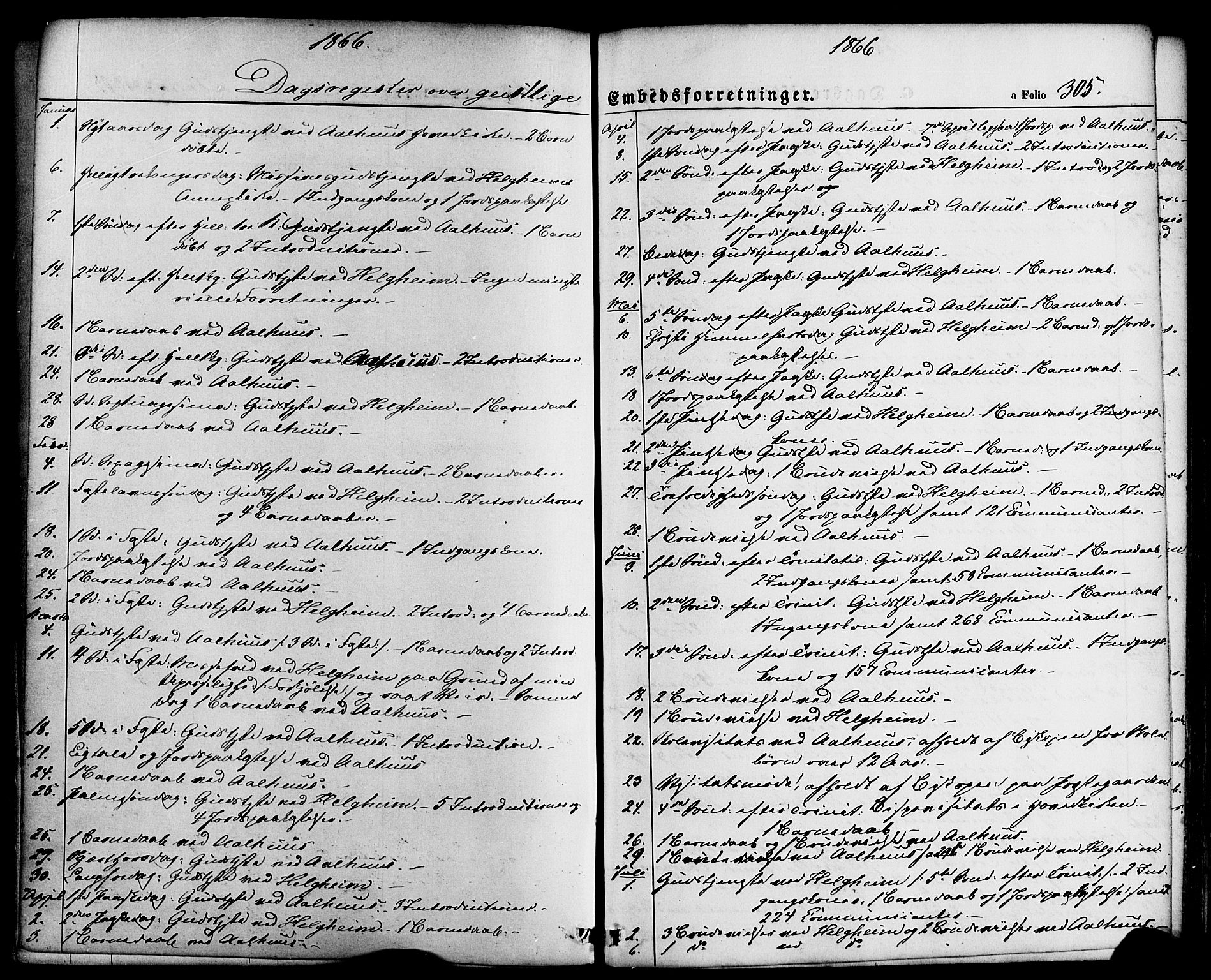 Jølster sokneprestembete, AV/SAB-A-80701/H/Haa/Haaa/L0011: Ministerialbok nr. A 11, 1866-1881, s. 305