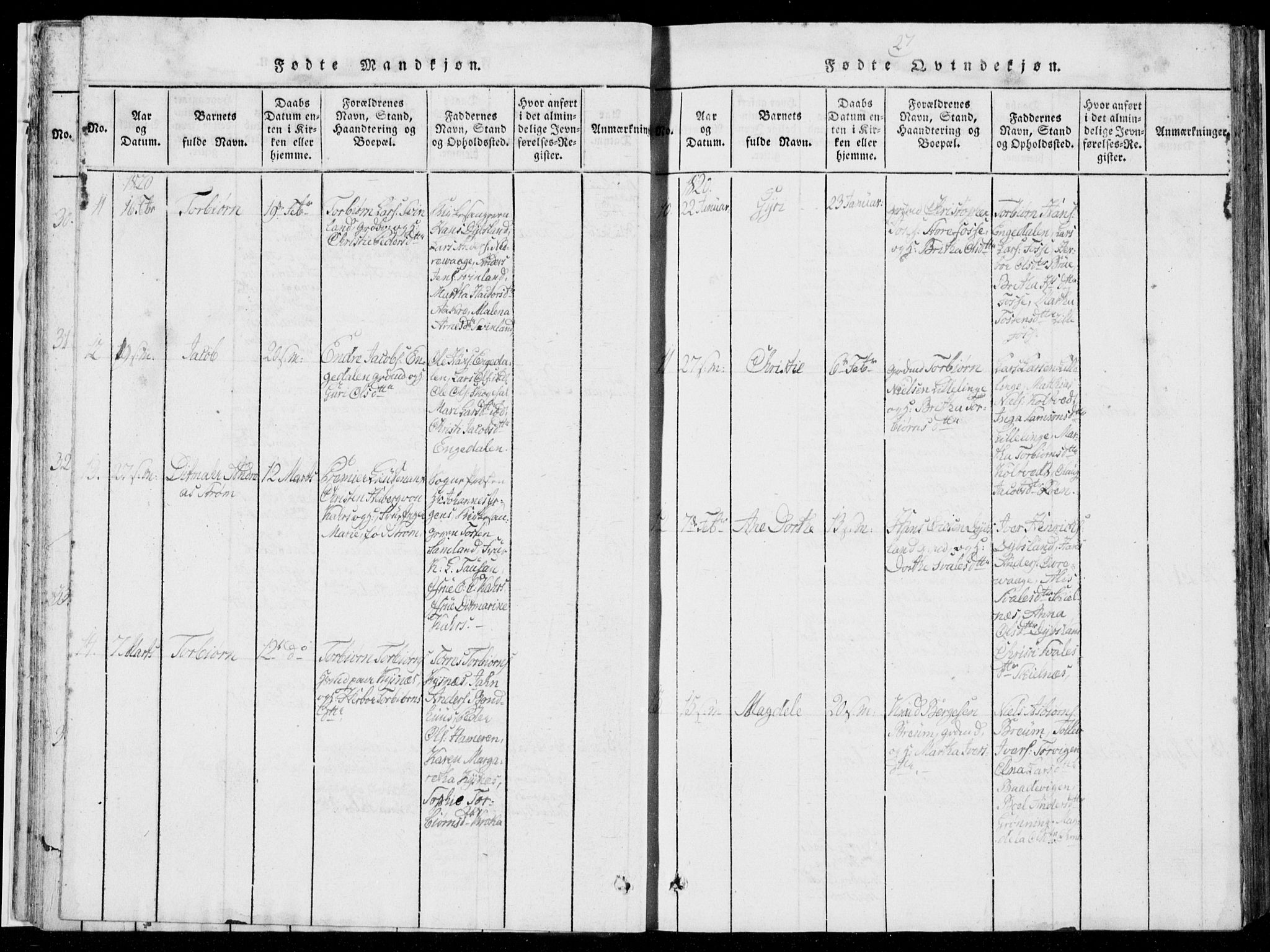 Strandebarm sokneprestembete, AV/SAB-A-78401/H/Hab: Klokkerbok nr. A  1, 1816-1826, s. 27