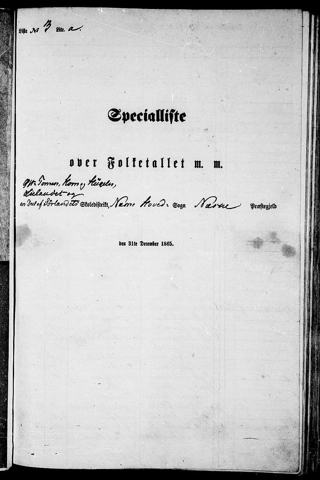 RA, Folketelling 1865 for 1828P Nesna prestegjeld, 1865, s. 58