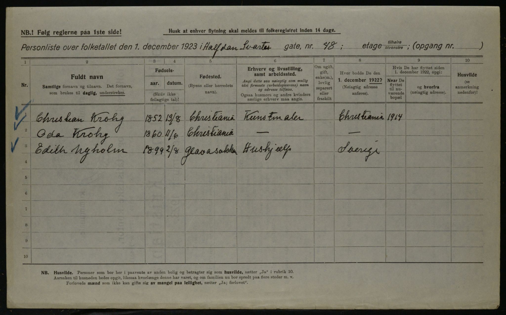 OBA, Kommunal folketelling 1.12.1923 for Kristiania, 1923, s. 38318