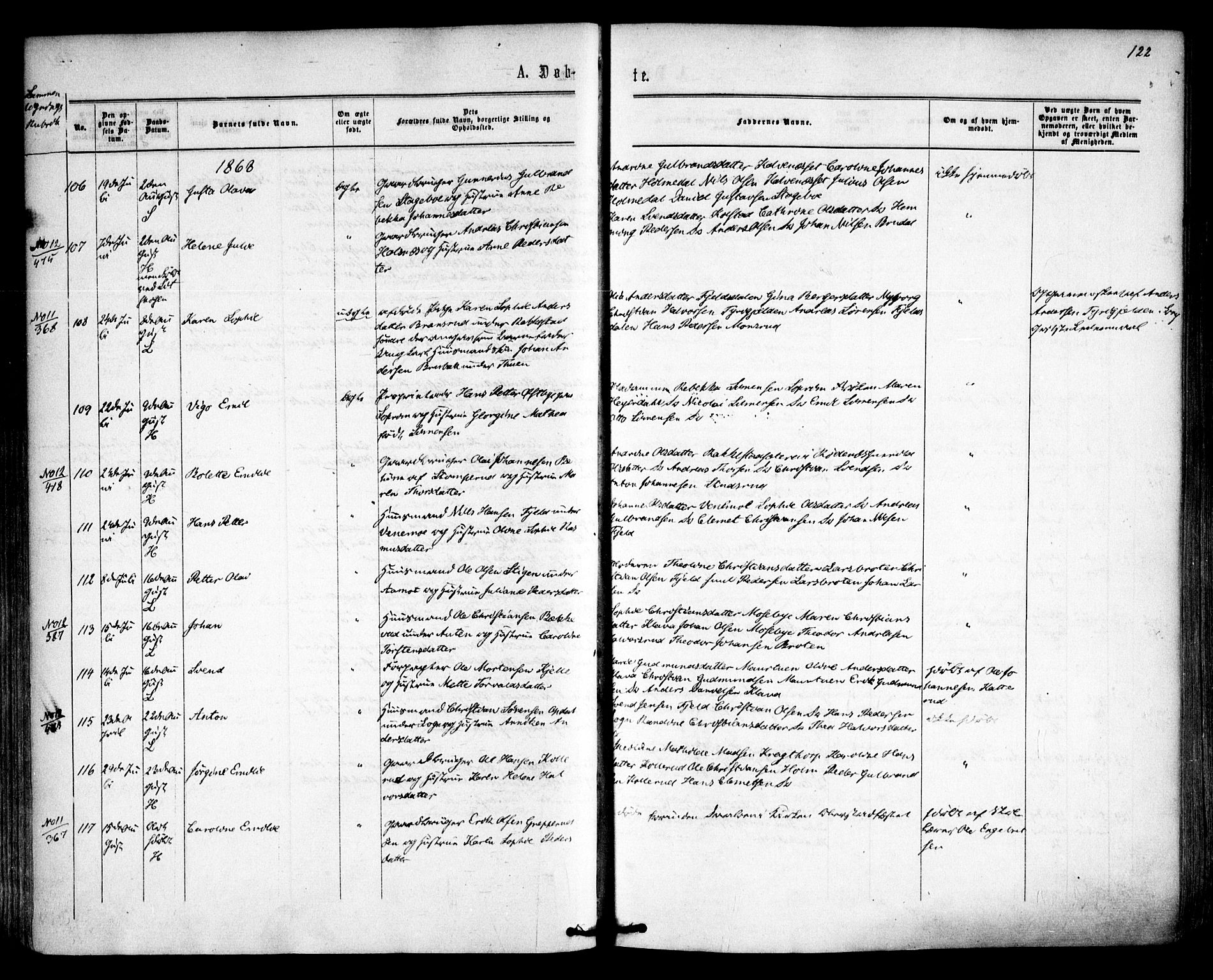 Høland prestekontor Kirkebøker, AV/SAO-A-10346a/F/Fa/L0011: Ministerialbok nr. I 11, 1862-1869, s. 122