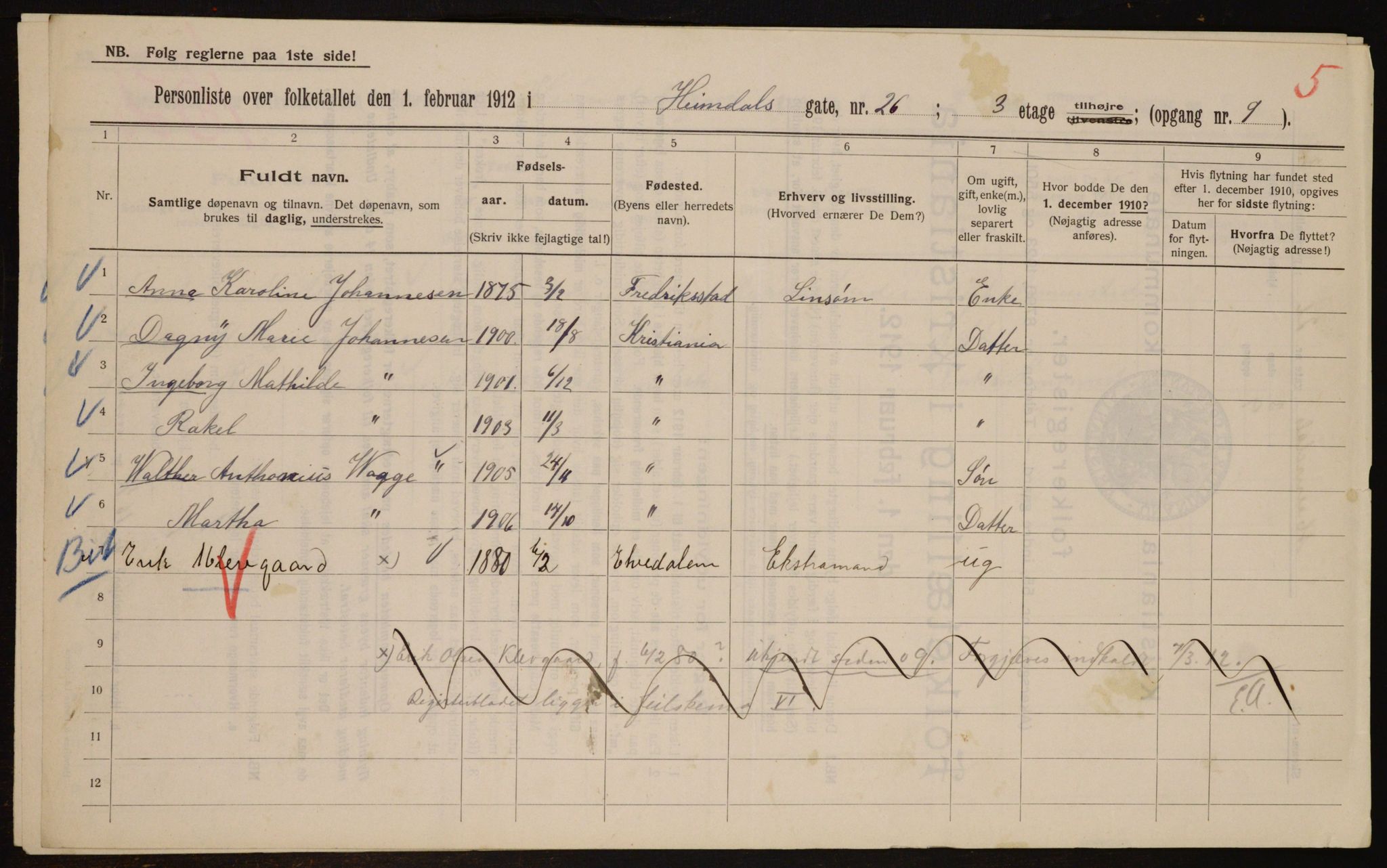 OBA, Kommunal folketelling 1.2.1912 for Kristiania, 1912, s. 37271
