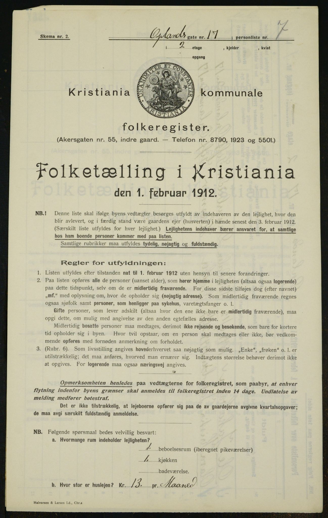 OBA, Kommunal folketelling 1.2.1912 for Kristiania, 1912, s. 76467