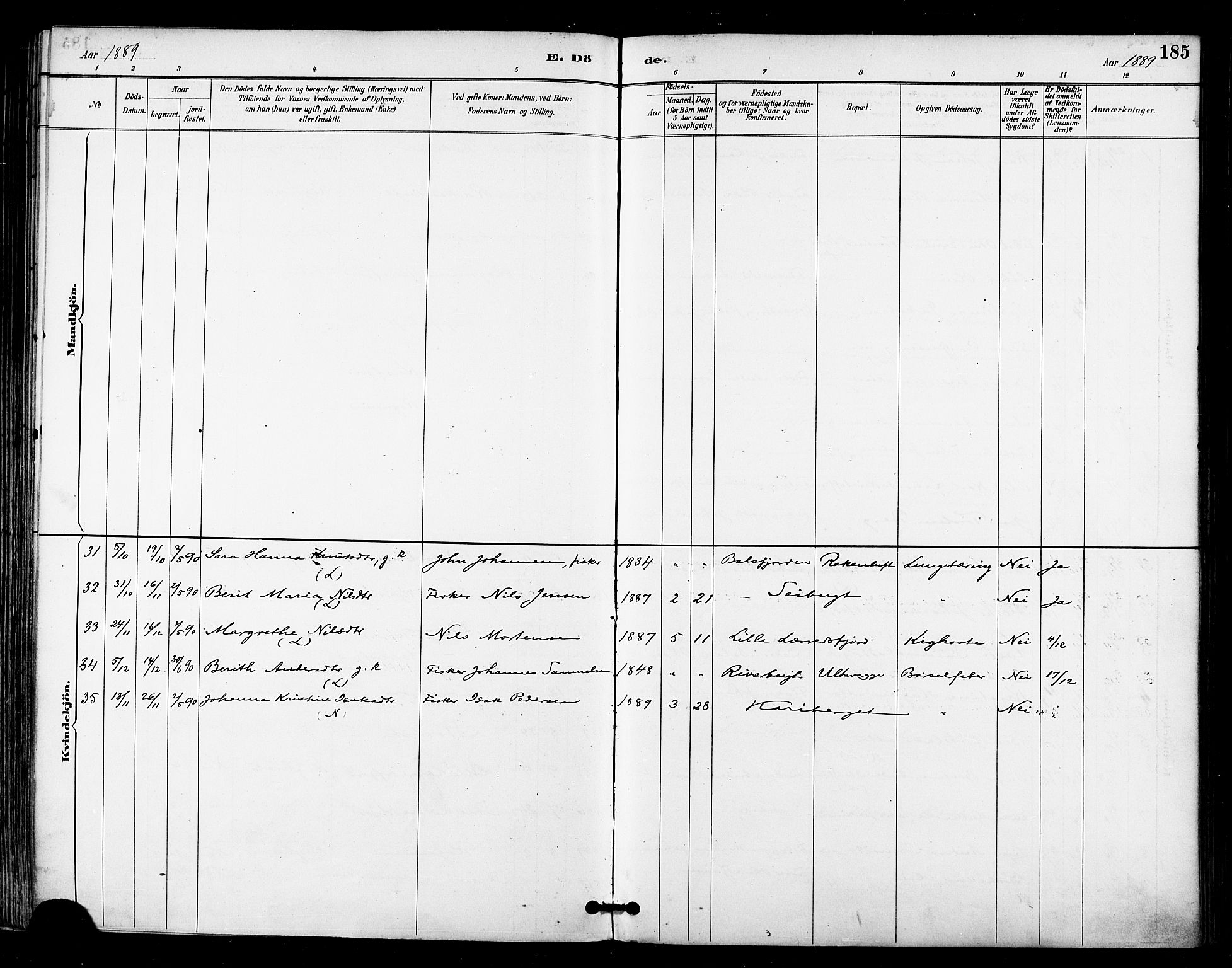 Talvik sokneprestkontor, SATØ/S-1337/H/Ha/L0013kirke: Ministerialbok nr. 13, 1886-1897, s. 185