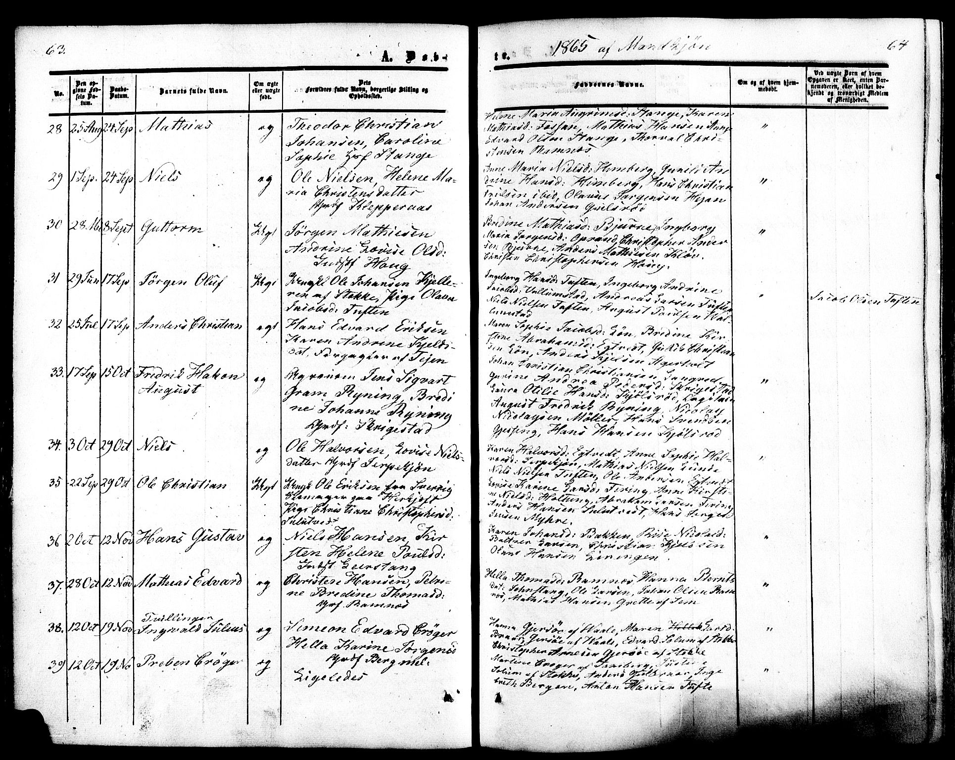 Ramnes kirkebøker, AV/SAKO-A-314/F/Fa/L0006: Ministerialbok nr. I 6, 1862-1877, s. 63-64