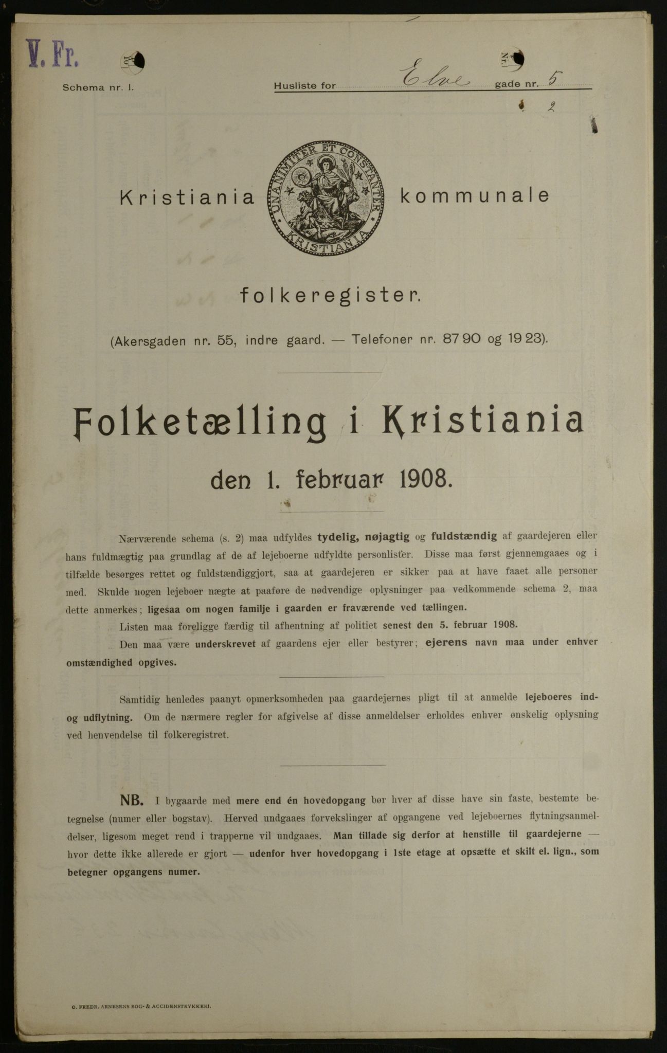 OBA, Kommunal folketelling 1.2.1908 for Kristiania kjøpstad, 1908, s. 19033