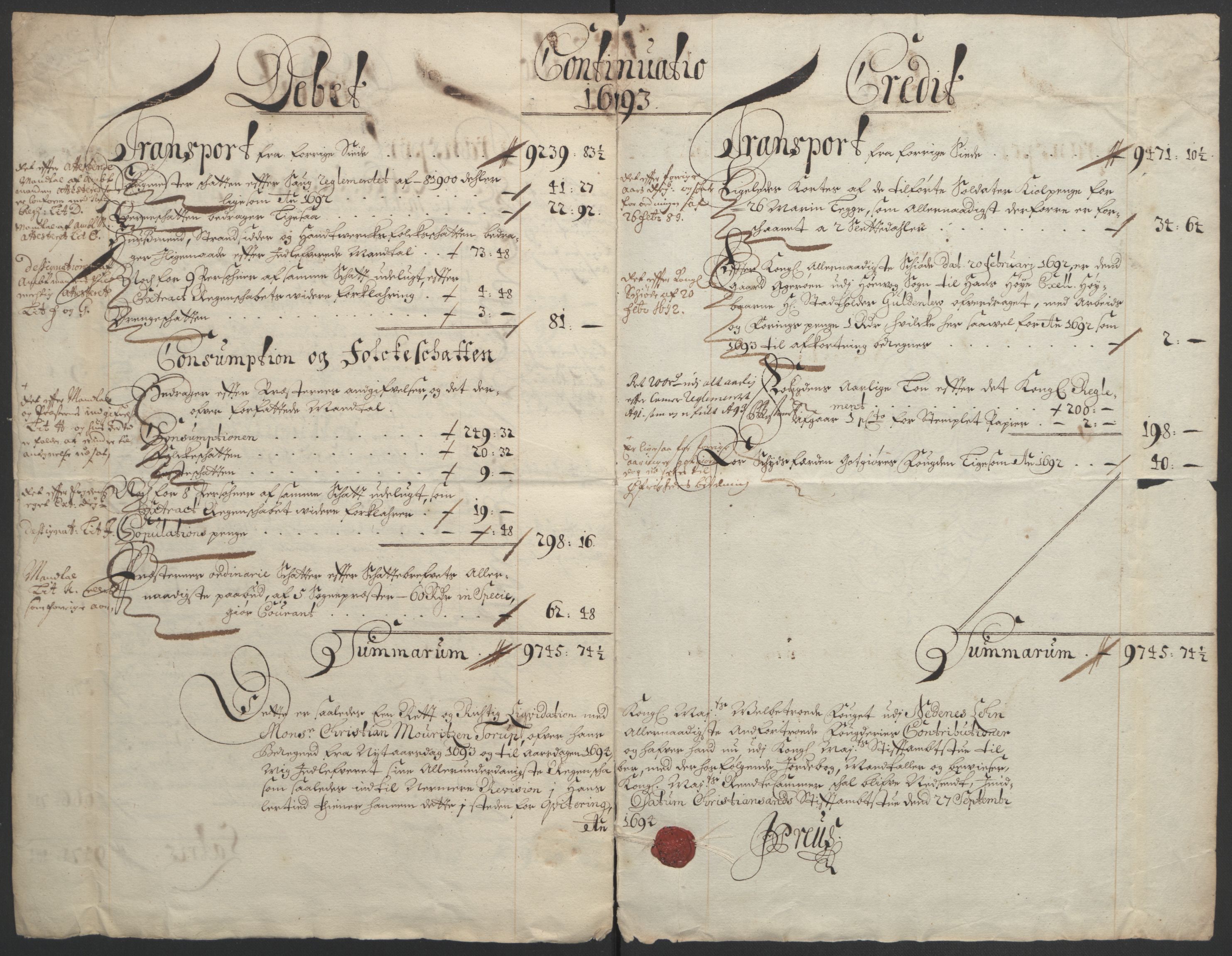 Rentekammeret inntil 1814, Reviderte regnskaper, Fogderegnskap, RA/EA-4092/R39/L2312: Fogderegnskap Nedenes, 1693-1695, s. 10