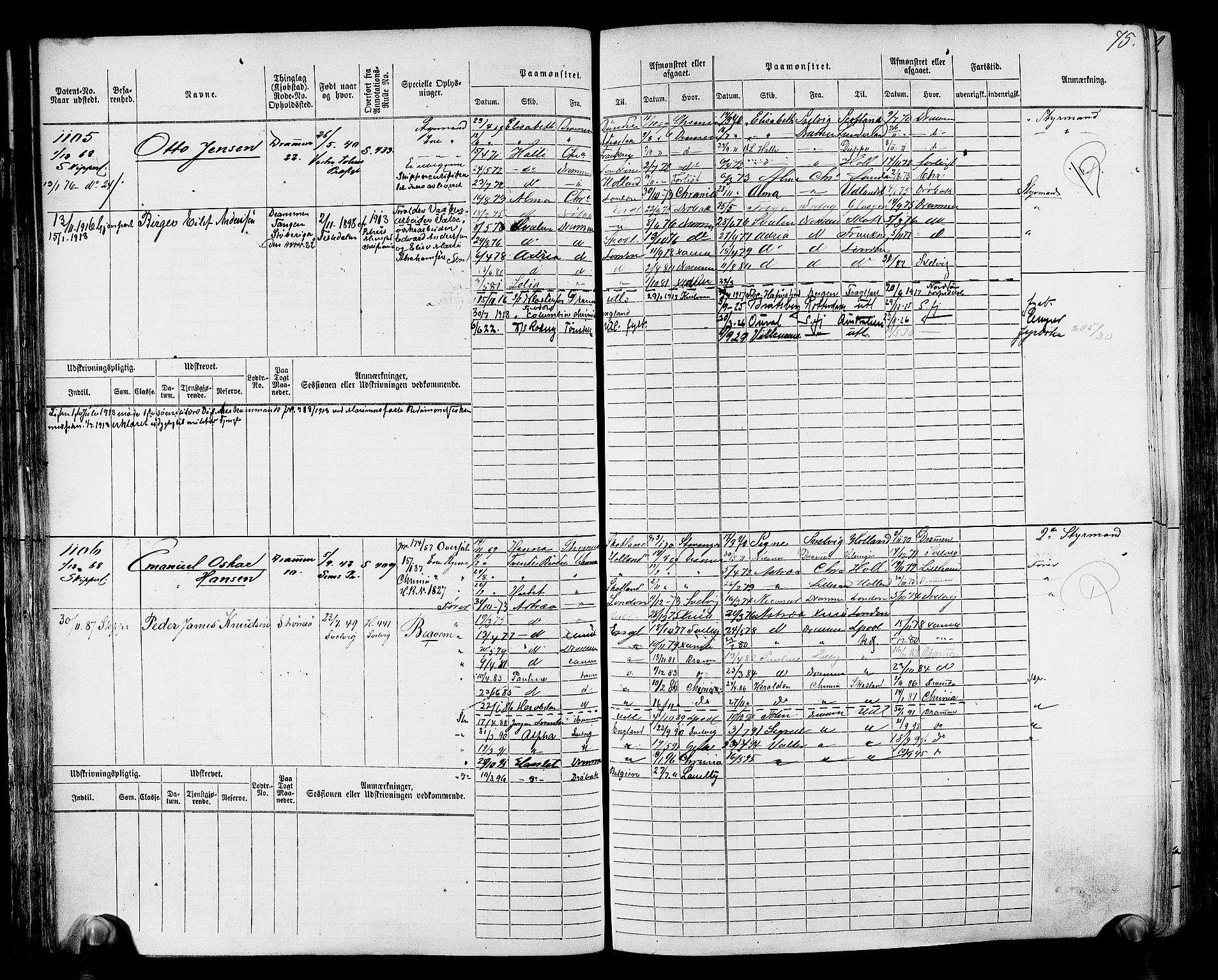 Drammen innrulleringsdistrikt, AV/SAKO-A-781/F/Fc/L0002: Hovedrulle, 1869, s. 78