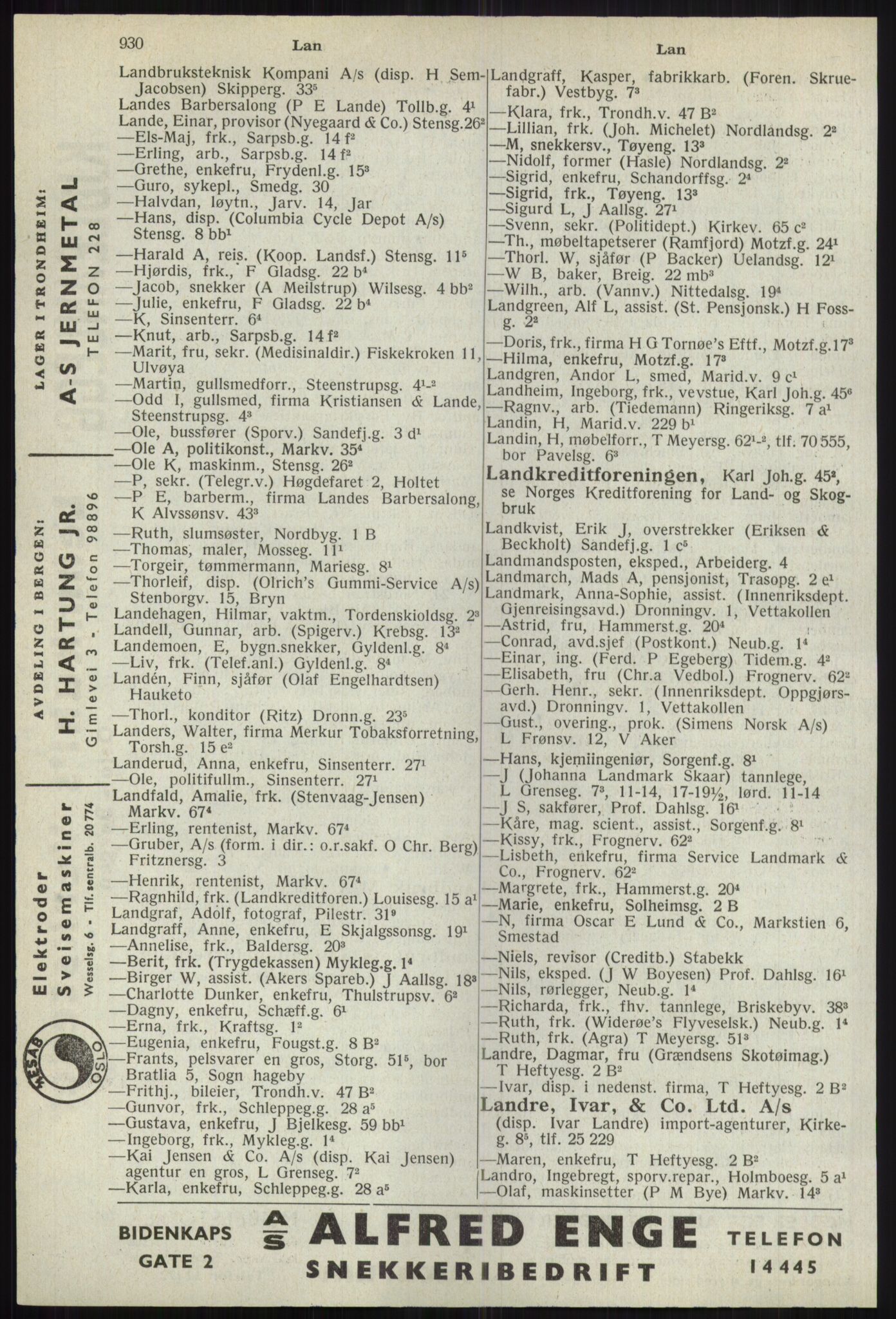 Kristiania/Oslo adressebok, PUBL/-, 1941, s. 930