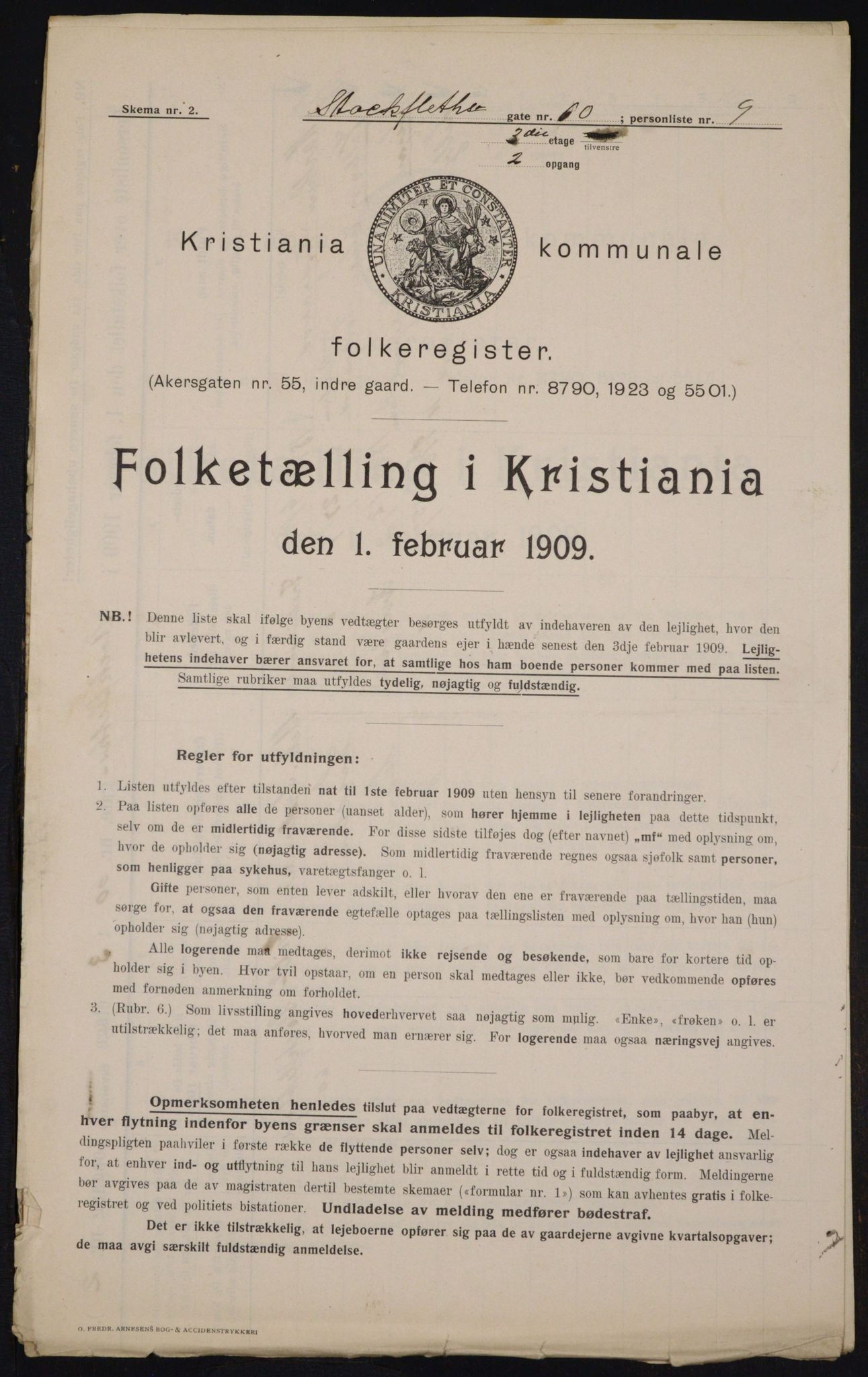 OBA, Kommunal folketelling 1.2.1909 for Kristiania kjøpstad, 1909, s. 92576