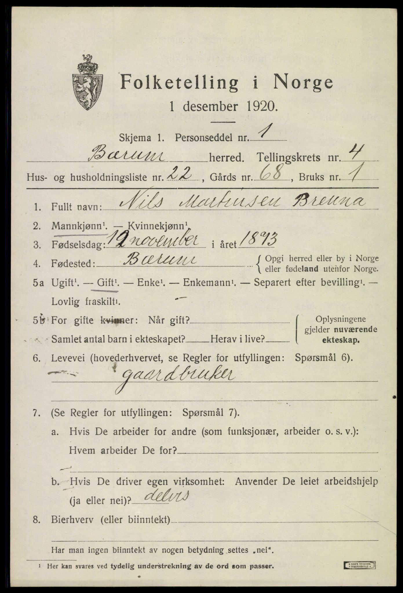 SAO, Folketelling 1920 for 0219 Bærum herred, 1920, s. 9028