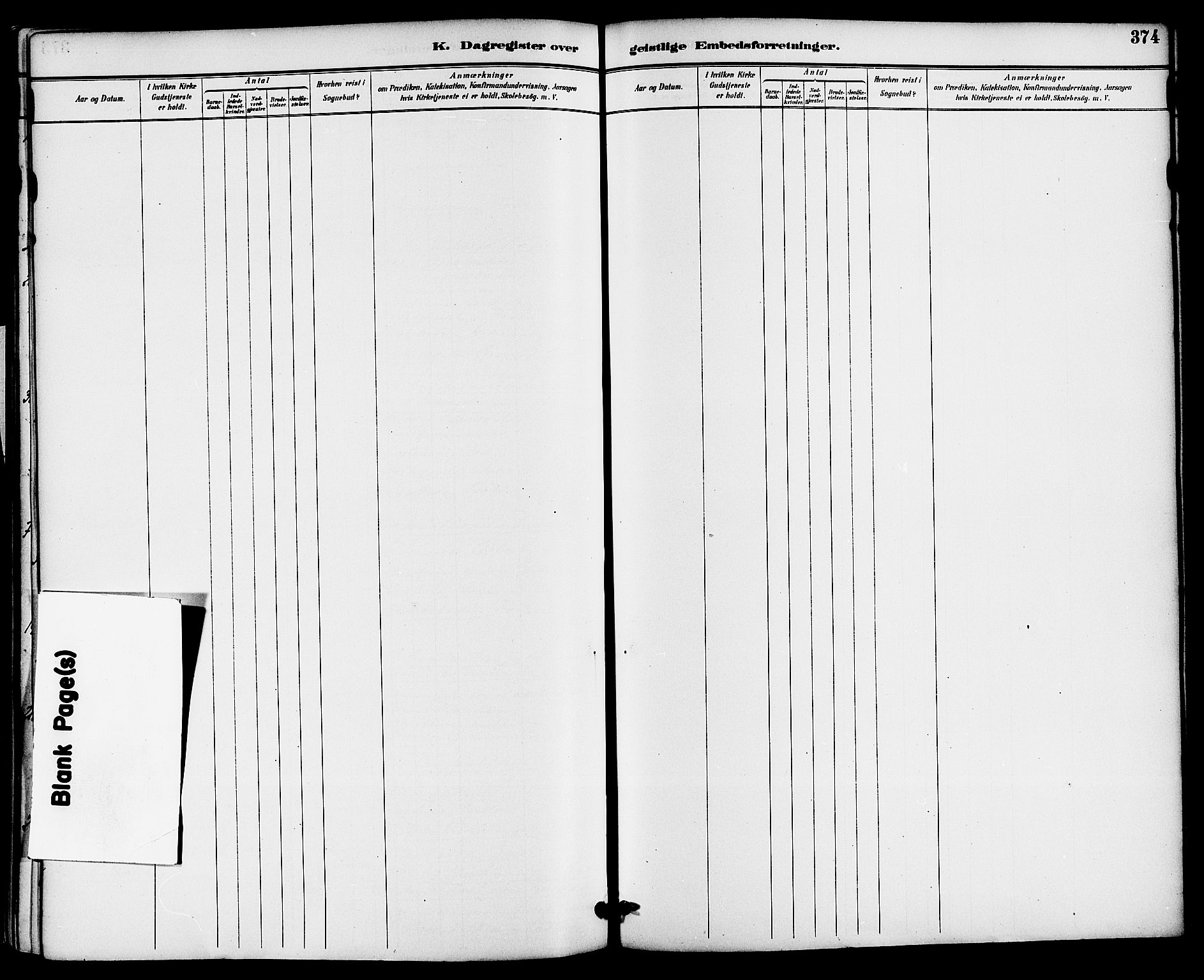 Gjerpen kirkebøker, SAKO/A-265/F/Fa/L0010: Ministerialbok nr. I 10, 1886-1895, s. 374