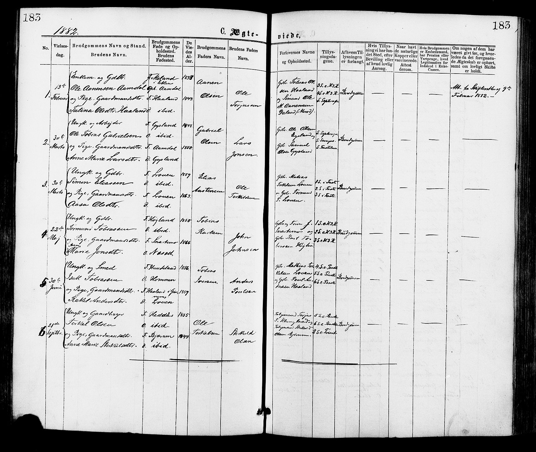 Hægebostad sokneprestkontor, SAK/1111-0024/F/Fa/Faa/L0005: Ministerialbok nr. A 5, 1864-1886, s. 183