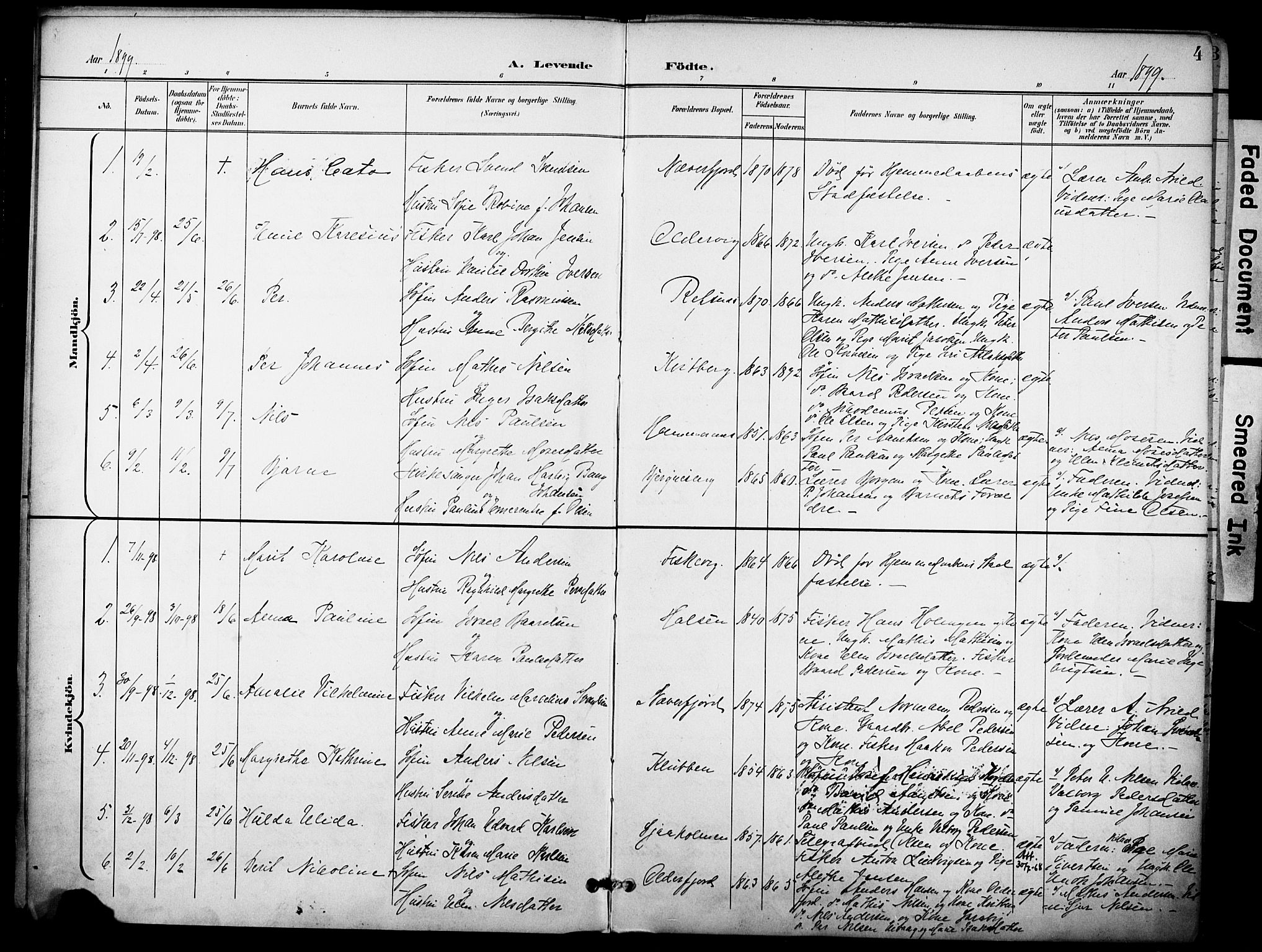 Hammerfest sokneprestkontor, AV/SATØ-S-1347/H/Ha/L0012.kirke: Ministerialbok nr. 12, 1898-1908, s. 4