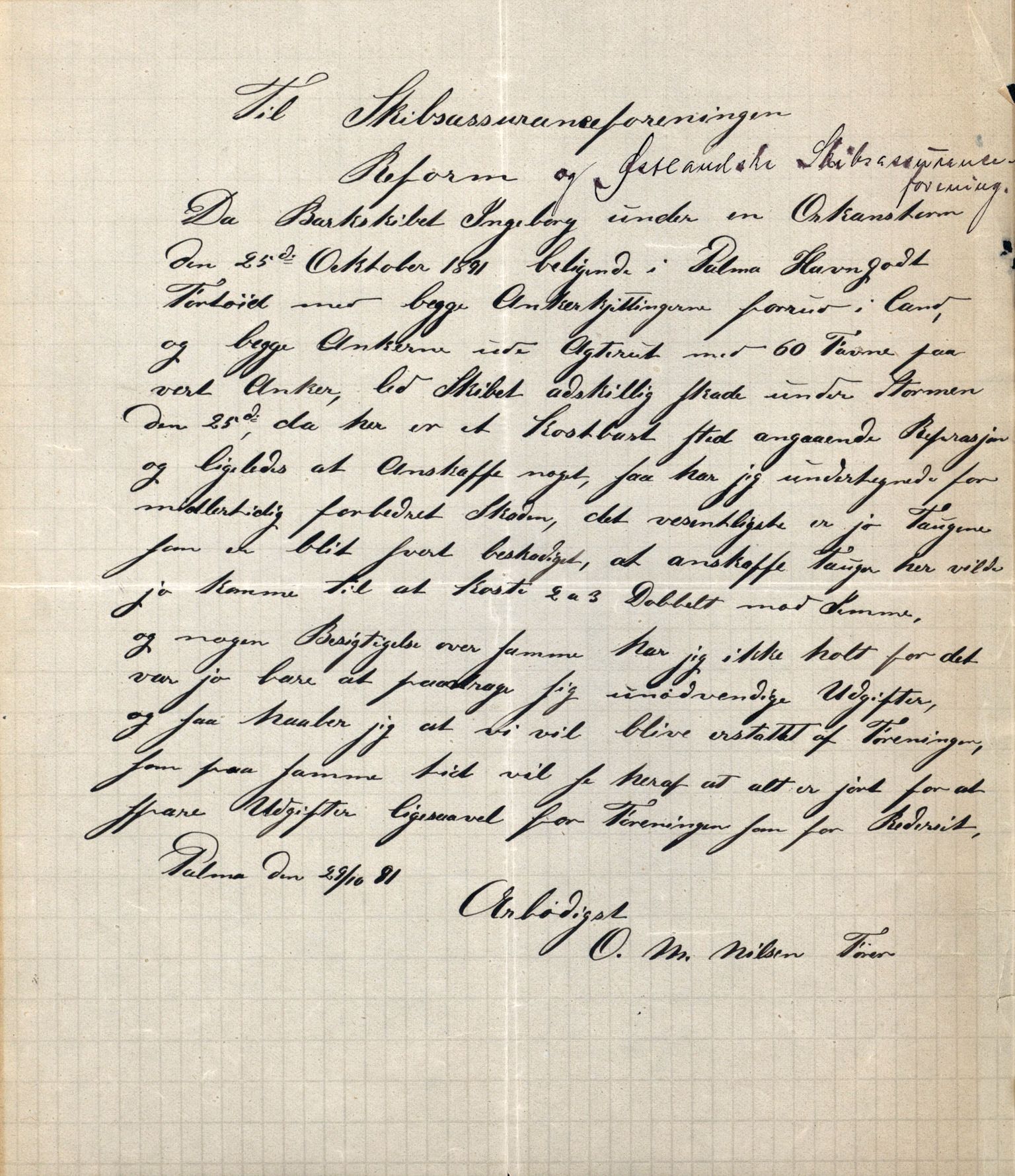 Pa 63 - Østlandske skibsassuranceforening, VEMU/A-1079/G/Ga/L0027/0011: Havaridokumenter / Louise, Lucie, Falcon, Ingeborg av Laurvig, Imperator, 1891, s. 39