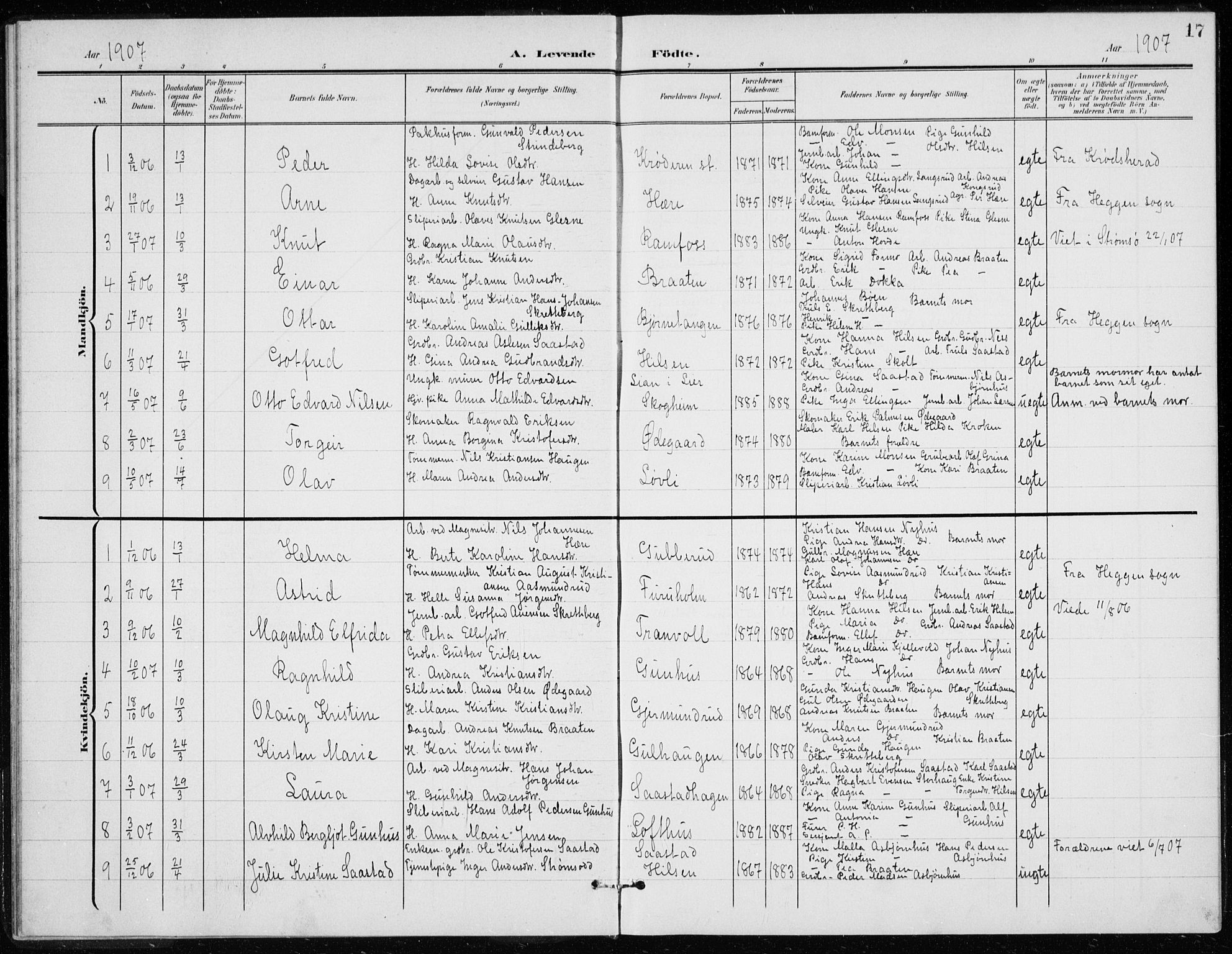 Modum kirkebøker, AV/SAKO-A-234/G/Gd/L0001: Klokkerbok nr. IV 1, 1901-1921, s. 17