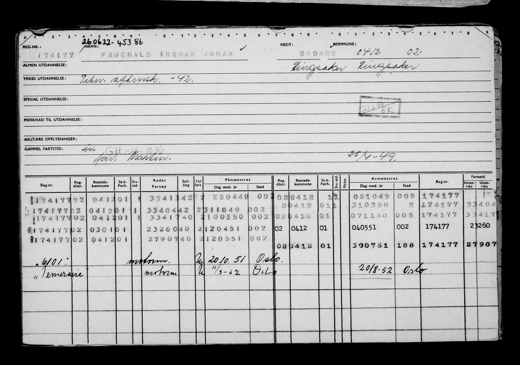 Direktoratet for sjømenn, AV/RA-S-3545/G/Gb/L0208: Hovedkort, 1922, s. 67