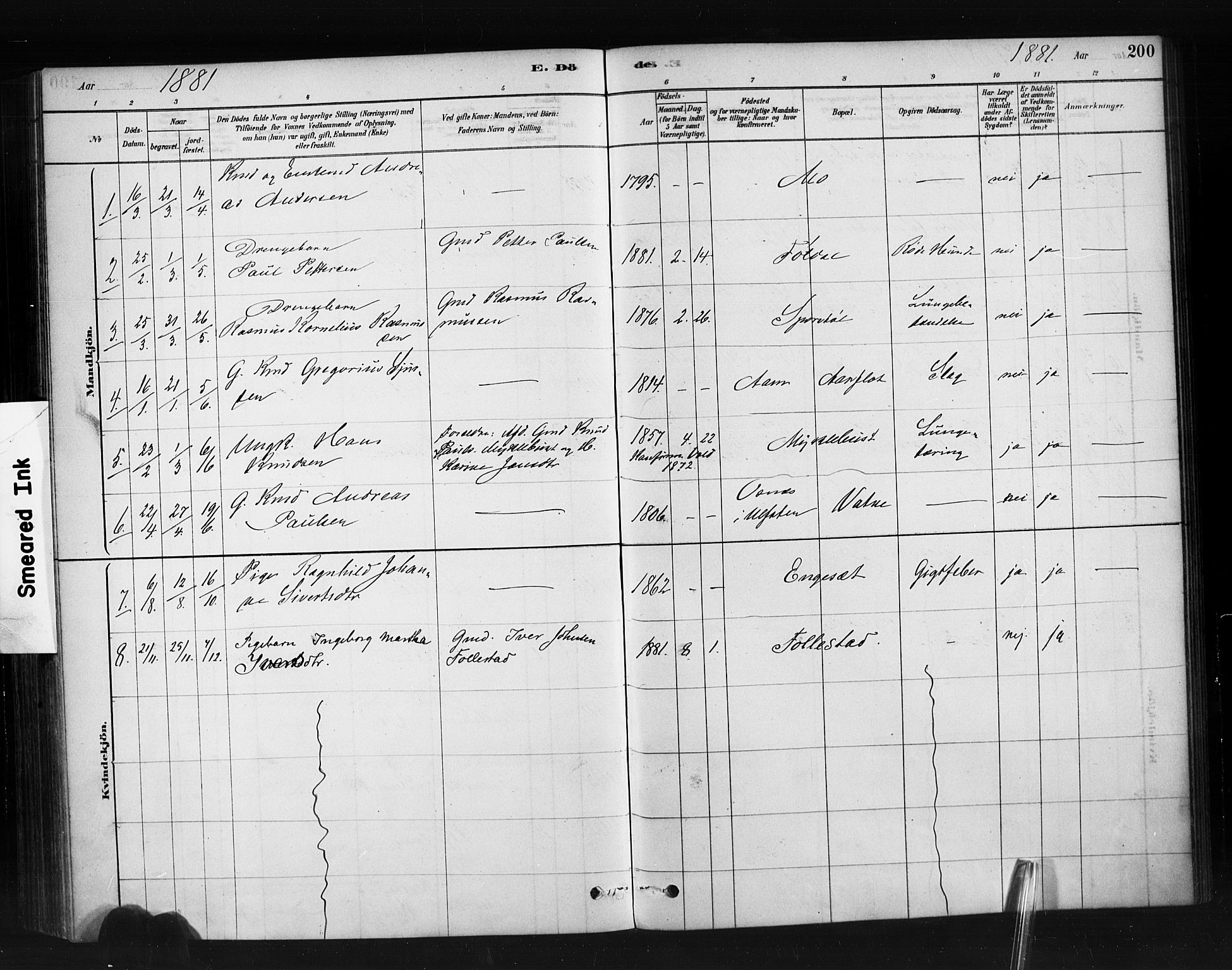 Ministerialprotokoller, klokkerbøker og fødselsregistre - Møre og Romsdal, SAT/A-1454/513/L0176: Ministerialbok nr. 513A03, 1877-1889, s. 200