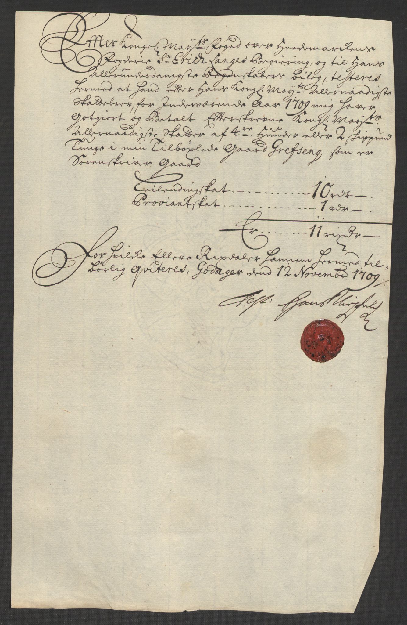 Rentekammeret inntil 1814, Reviderte regnskaper, Fogderegnskap, RA/EA-4092/R16/L1045: Fogderegnskap Hedmark, 1709, s. 297