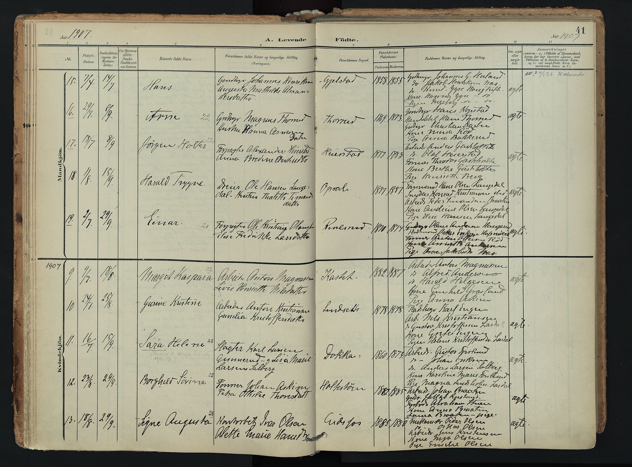 Hof kirkebøker, AV/SAKO-A-64/F/Fa/L0008: Ministerialbok nr. I 8, 1902-1921, s. 41