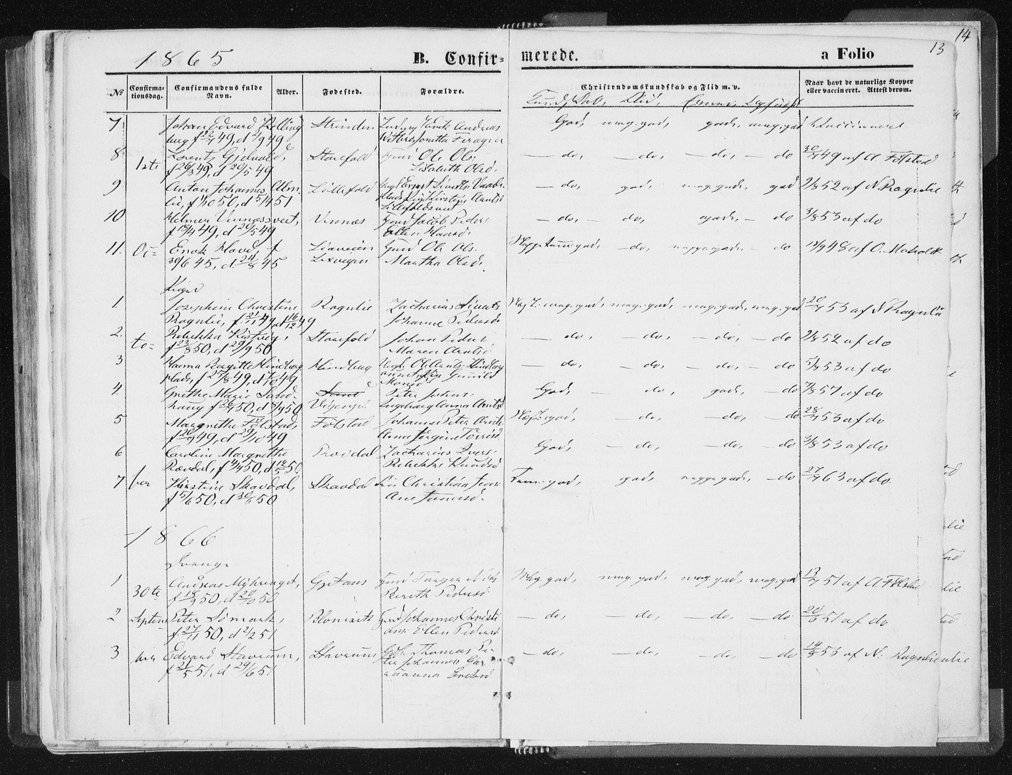 Ministerialprotokoller, klokkerbøker og fødselsregistre - Nord-Trøndelag, SAT/A-1458/744/L0418: Ministerialbok nr. 744A02, 1843-1866, s. 13