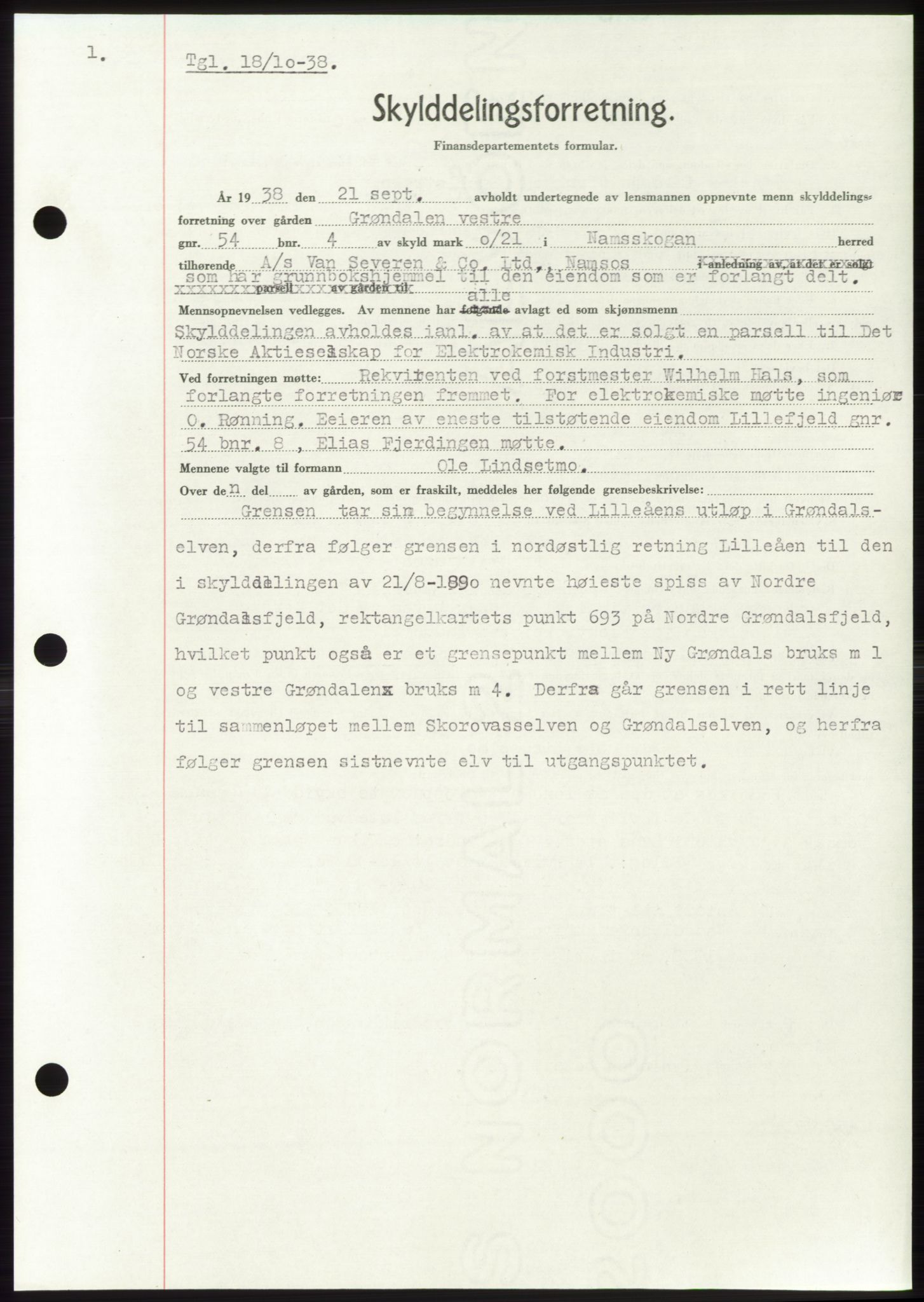 Namdal sorenskriveri, SAT/A-4133/1/2/2C: Pantebok nr. -, 1937-1939, Tingl.dato: 18.10.1938