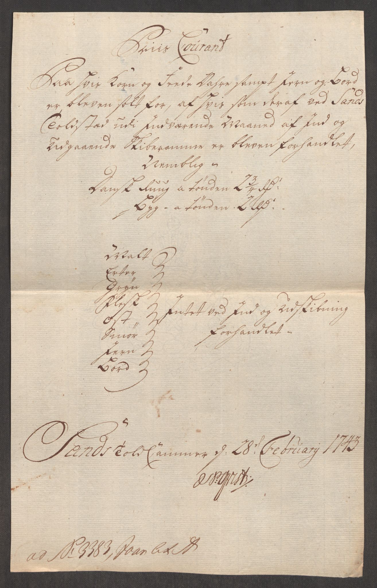 Rentekammeret inntil 1814, Realistisk ordnet avdeling, AV/RA-EA-4070/Oe/L0002: [Ø1]: Priskuranter, 1740-1744, s. 654