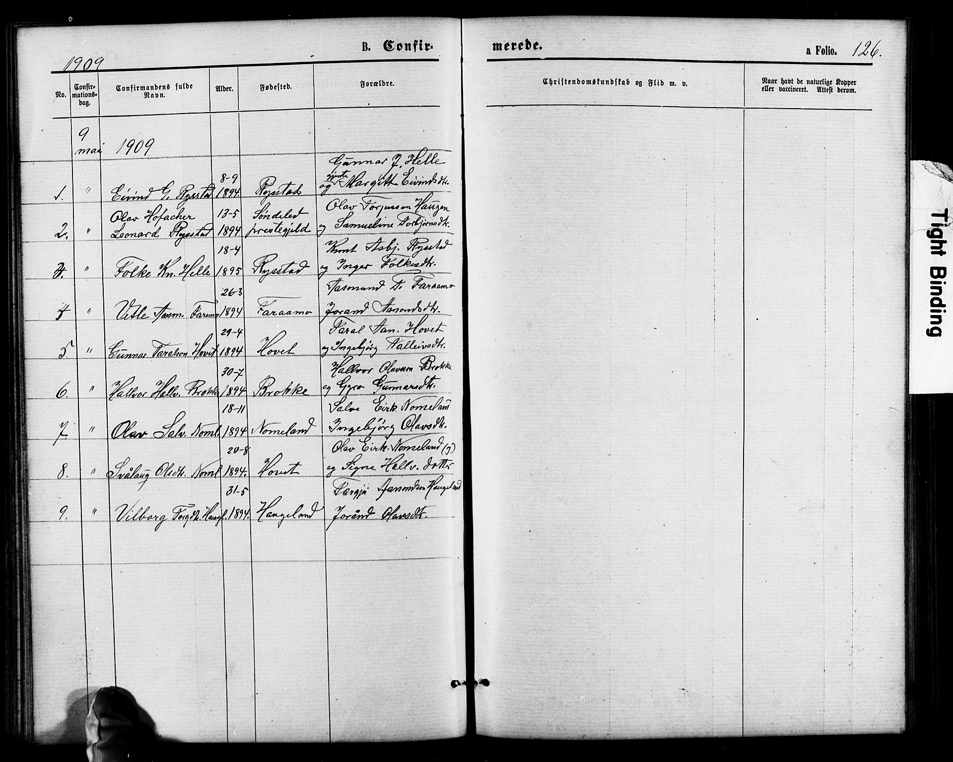 Valle sokneprestkontor, AV/SAK-1111-0044/F/Fb/Fbb/L0002: Klokkerbok nr. B 2, 1875-1921, s. 126