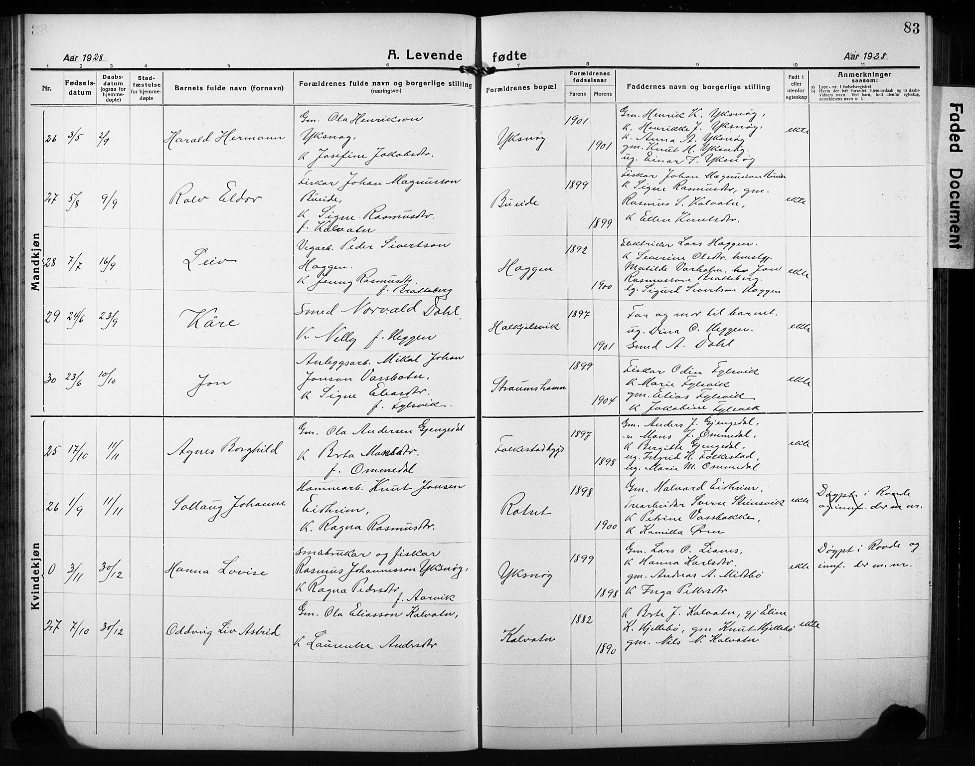 Ministerialprotokoller, klokkerbøker og fødselsregistre - Møre og Romsdal, AV/SAT-A-1454/511/L0160: Klokkerbok nr. 511C06, 1920-1932, s. 83