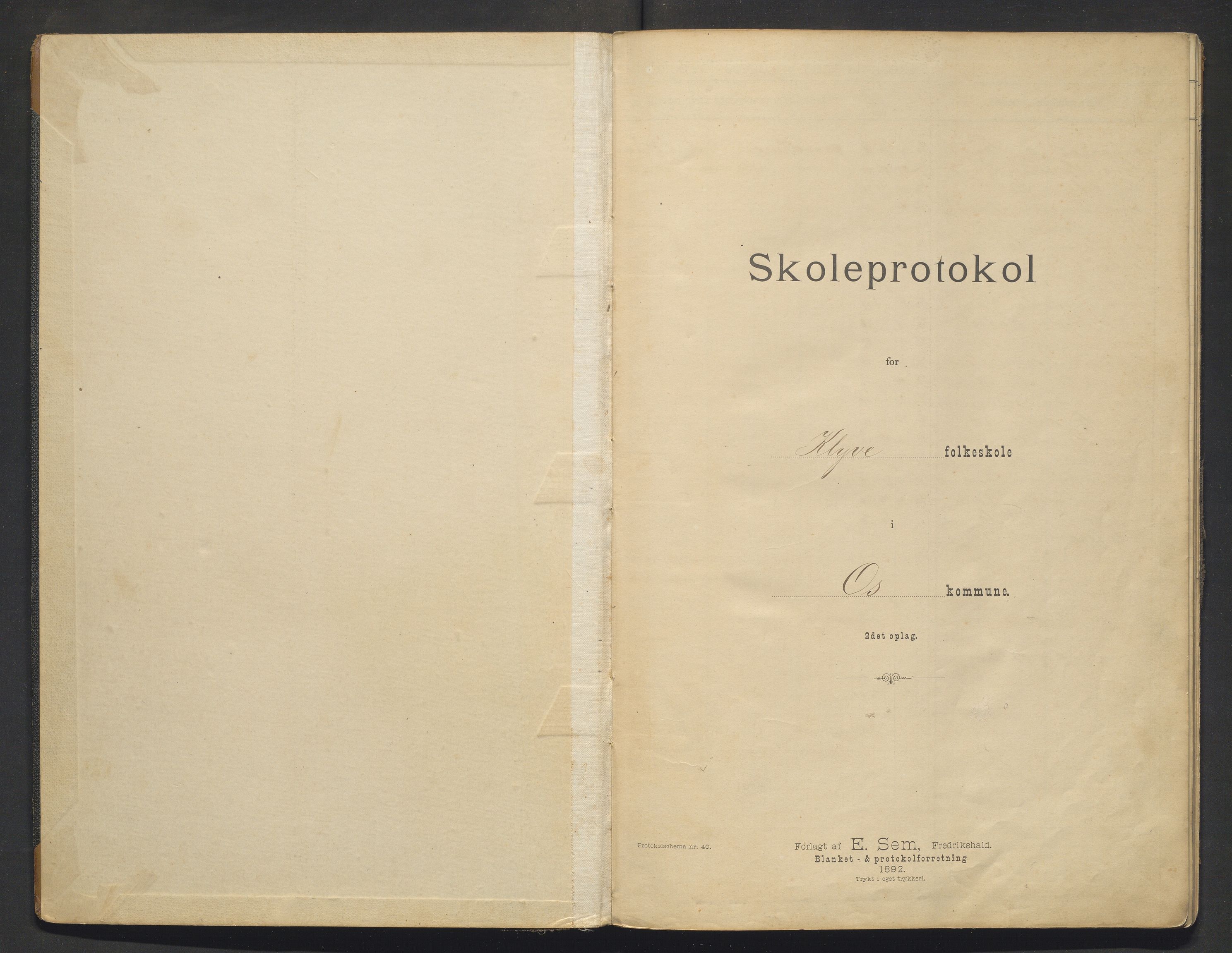 Os kommune. Barneskulane, IKAH/1243-231/F/Fc/L0001: Skuleprotokoll for Klyve skule, 1893-1911