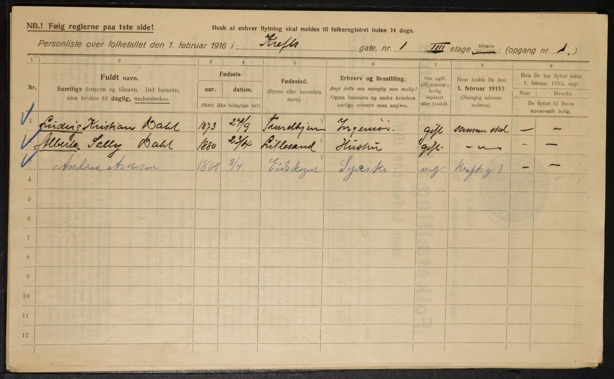 OBA, Kommunal folketelling 1.2.1916 for Kristiania, 1916, s. 55057