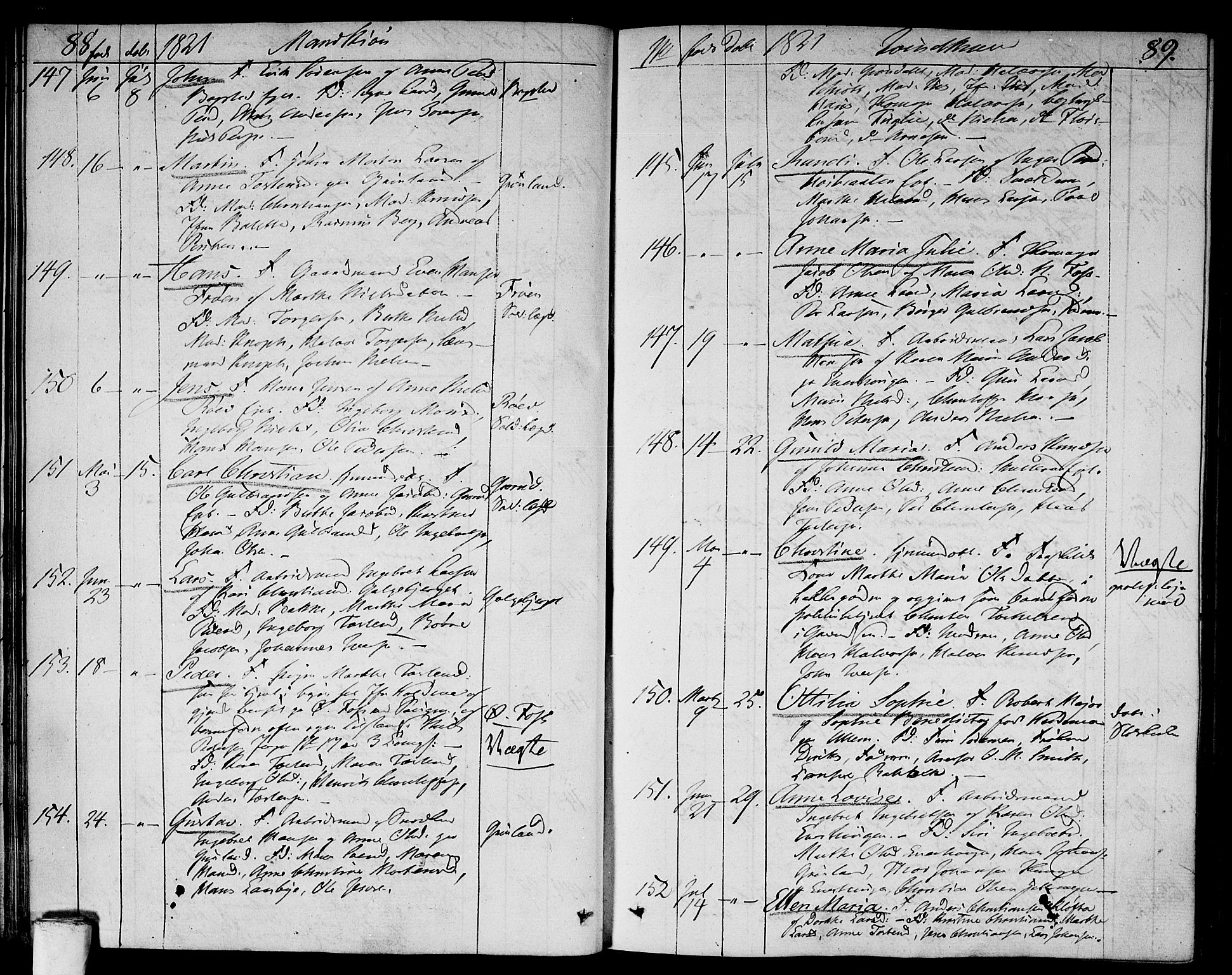 Aker prestekontor kirkebøker, AV/SAO-A-10861/F/L0012: Ministerialbok nr. 12, 1819-1828, s. 88-89