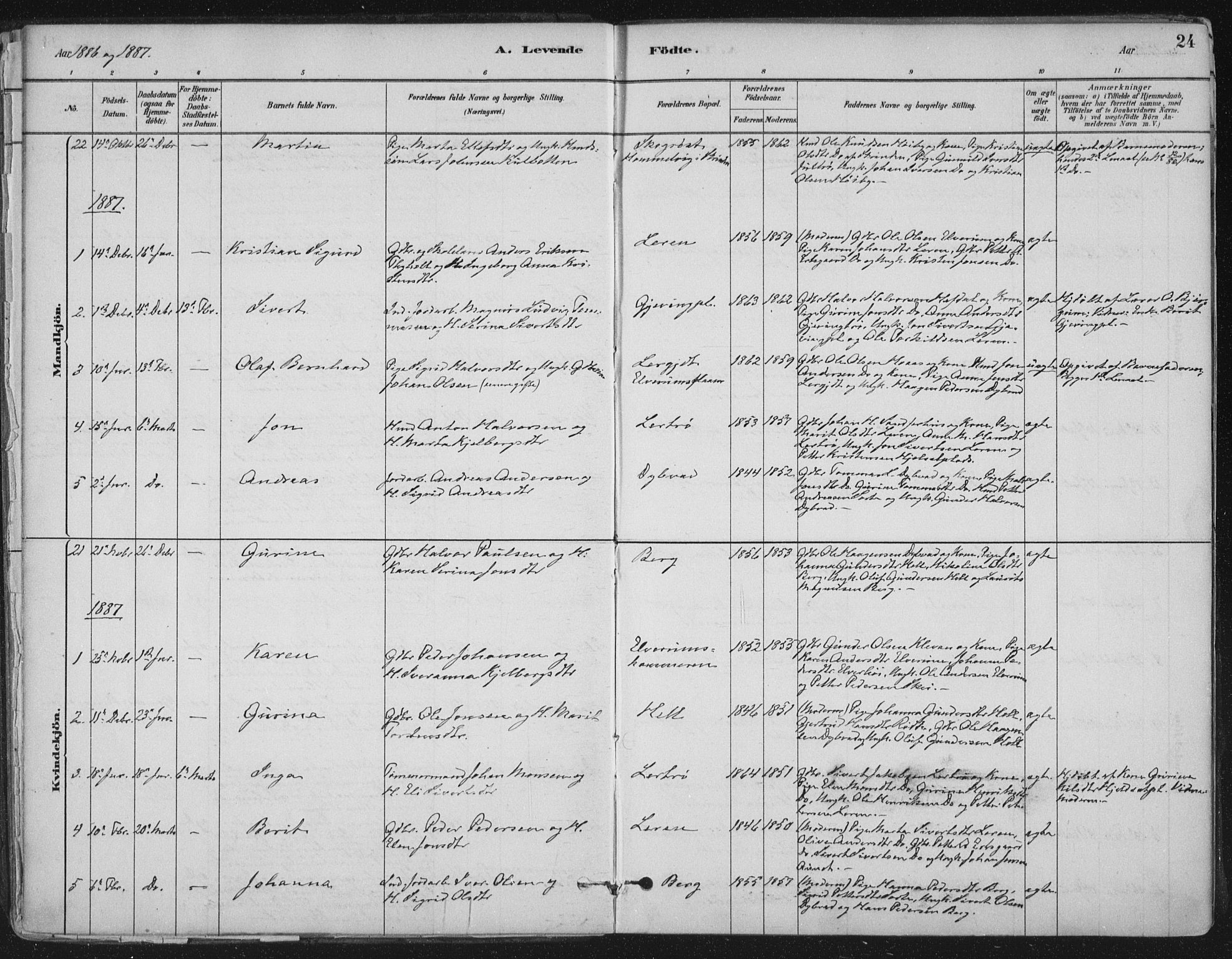 Ministerialprotokoller, klokkerbøker og fødselsregistre - Nord-Trøndelag, AV/SAT-A-1458/710/L0095: Ministerialbok nr. 710A01, 1880-1914, s. 24