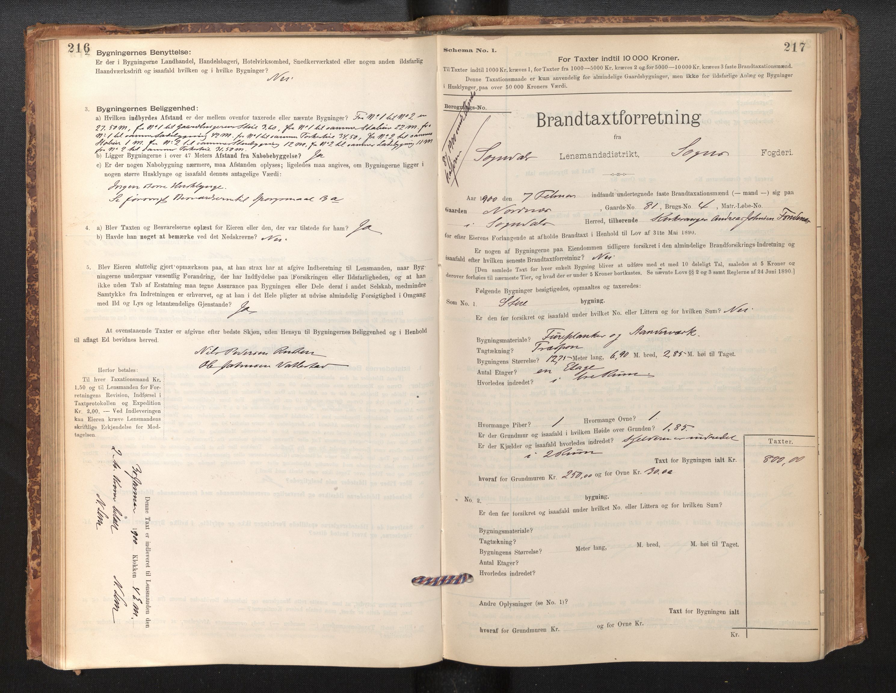 Lensmannen i Sogndal, AV/SAB-A-29901/0012/L0008: Branntakstprotokoll, skjematakst, 1895-1906, s. 216-217