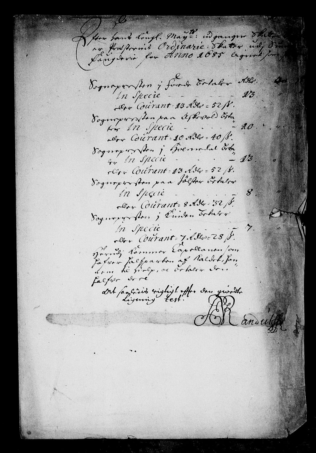 Rentekammeret inntil 1814, Reviderte regnskaper, Stiftamtstueregnskaper, Bergen stiftamt, RA/EA-6043/R/Rc/L0077: Bergen stiftamt, 1685