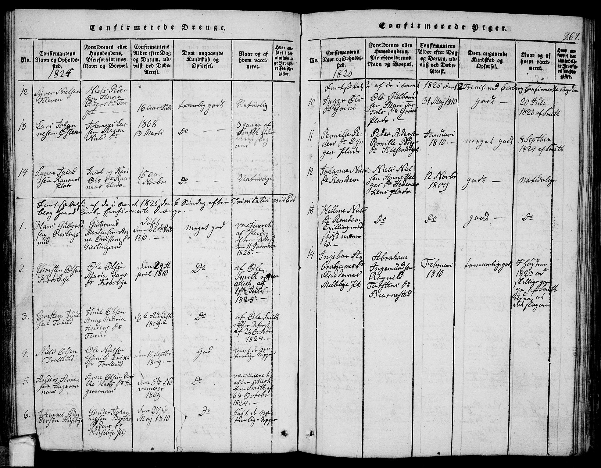 Eidsberg prestekontor Kirkebøker, AV/SAO-A-10905/G/Ga/L0001: Klokkerbok nr. I 1, 1814-1831, s. 267