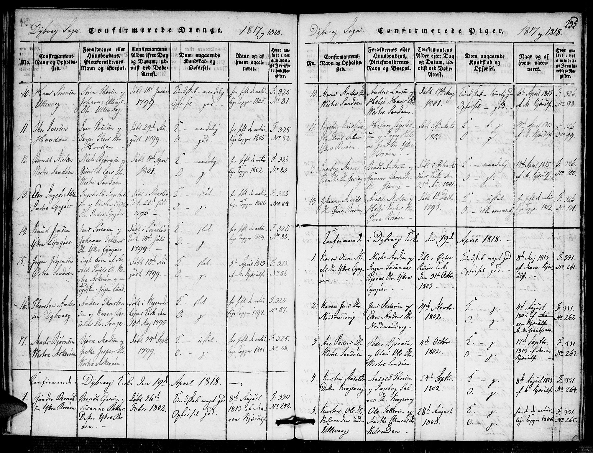 Dypvåg sokneprestkontor, AV/SAK-1111-0007/F/Fa/Faa/L0003: Ministerialbok nr. A 3 /1, 1817-1824, s. 235