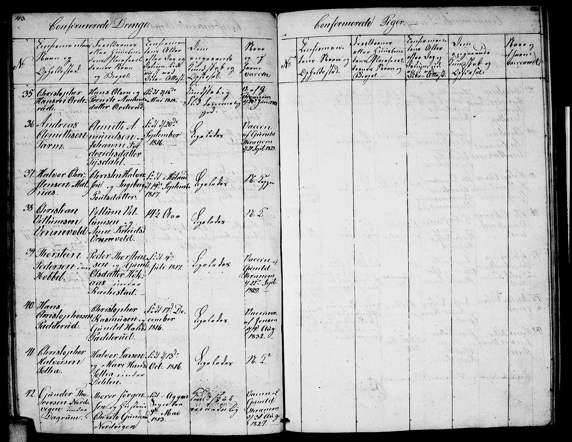 Enebakk prestekontor Kirkebøker, AV/SAO-A-10171c/F/Fa/L0008: Ministerialbok nr. I 8, 1827-1833, s. 43-44